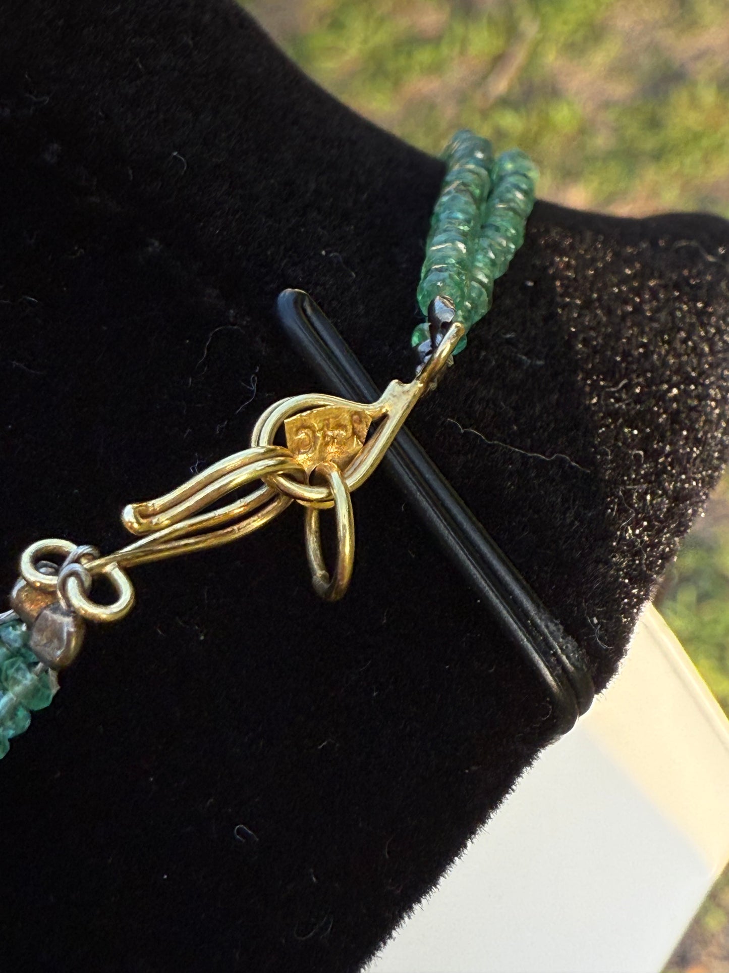 Natural Emerald Double-Strand Faceted Bead Necklace with 14K Gold Clasp | 19”