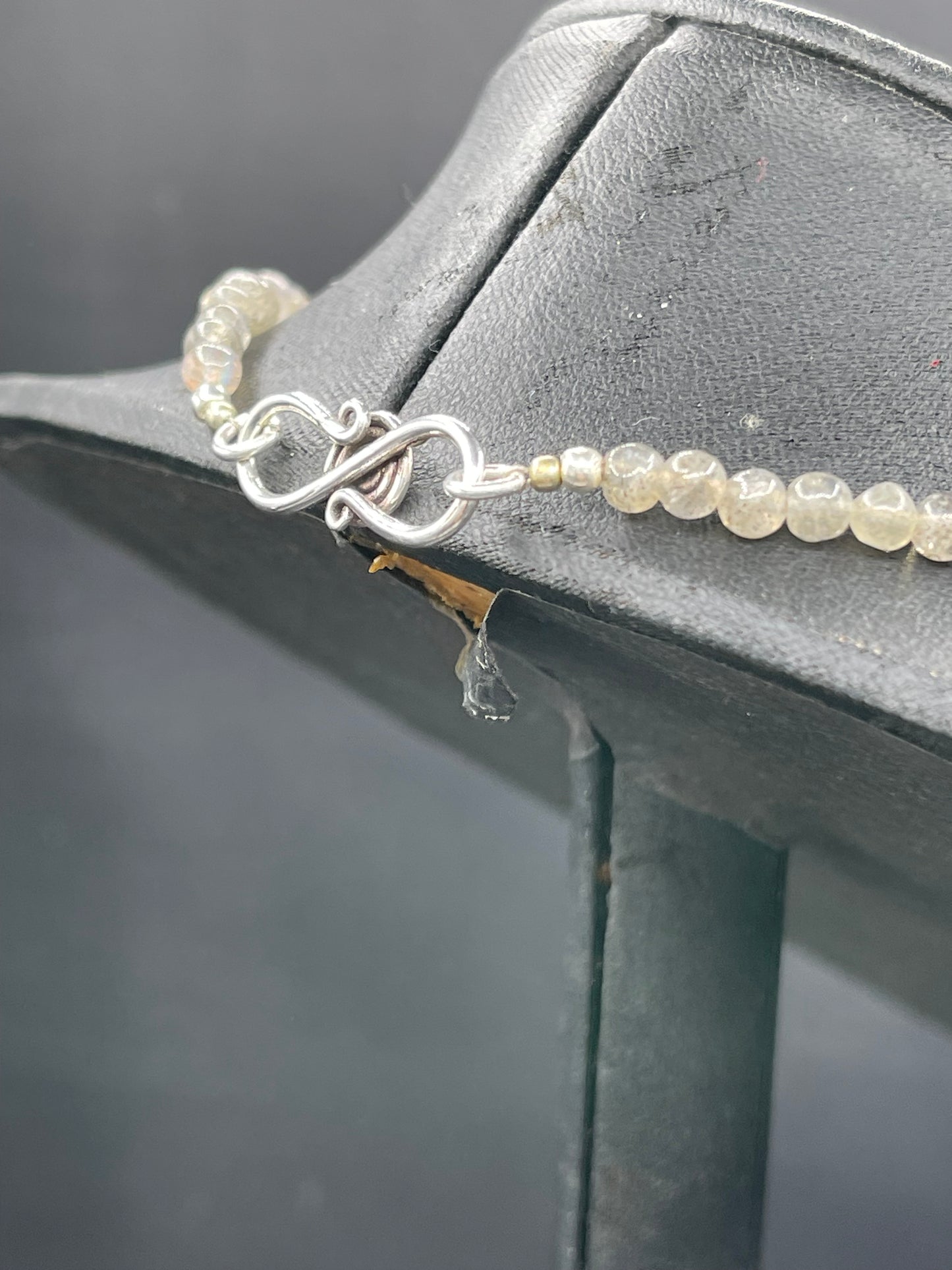 Natural Citrine & Moonstone Sterling Silver Beaded Bib Necklace