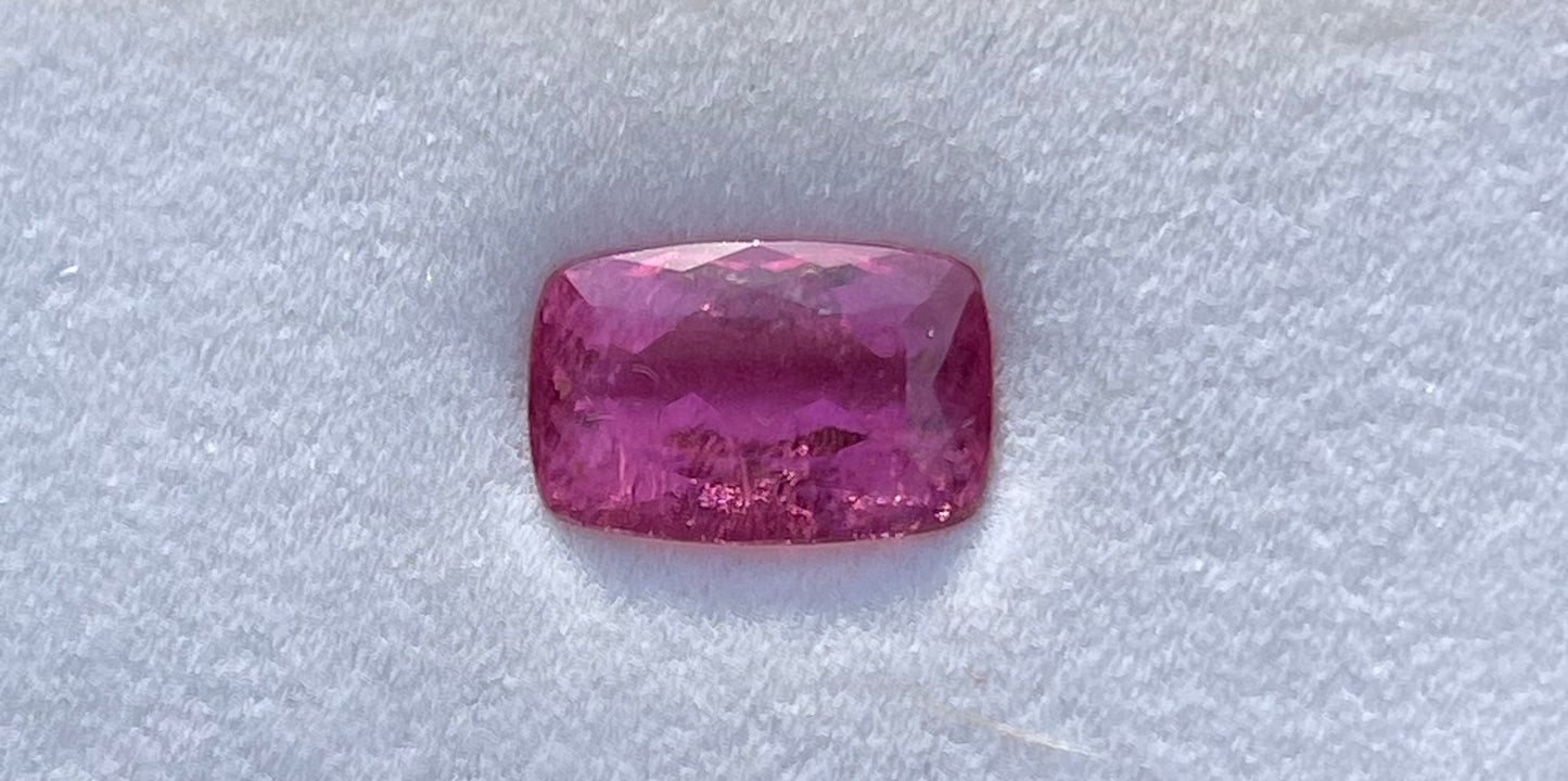 6.45 Carat Natural Fuchsia Rubellite Tourmaline Emerald Cut Loose Gemstone (14.1 x 9.22 x 6.16 MM)