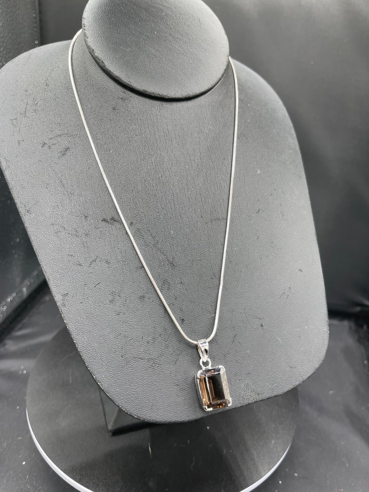 Natural Smokey Quartz Sterling Silver Pendant & Necklace