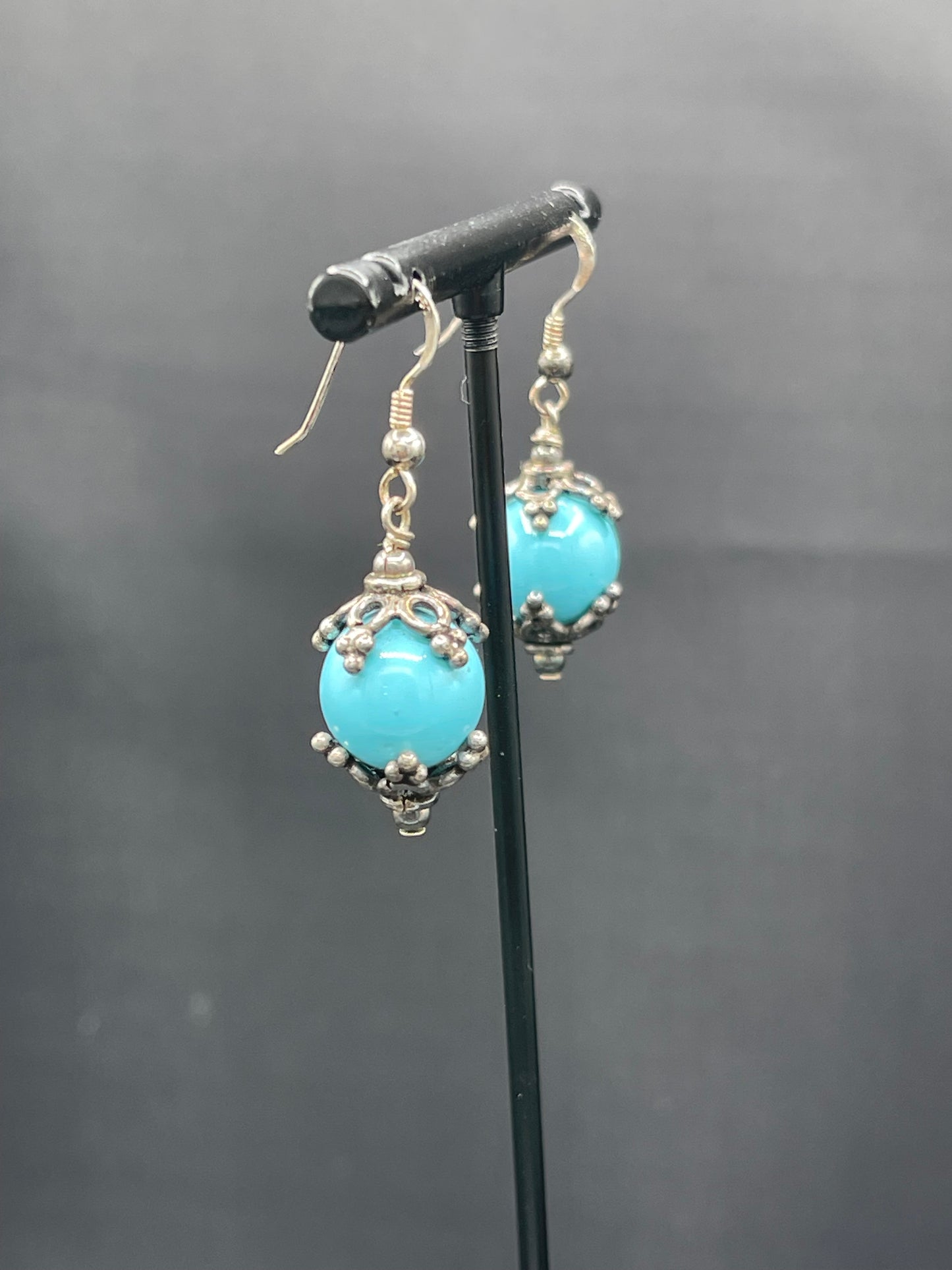 Natural Turquoise Sterling Silver Dangle Earrings