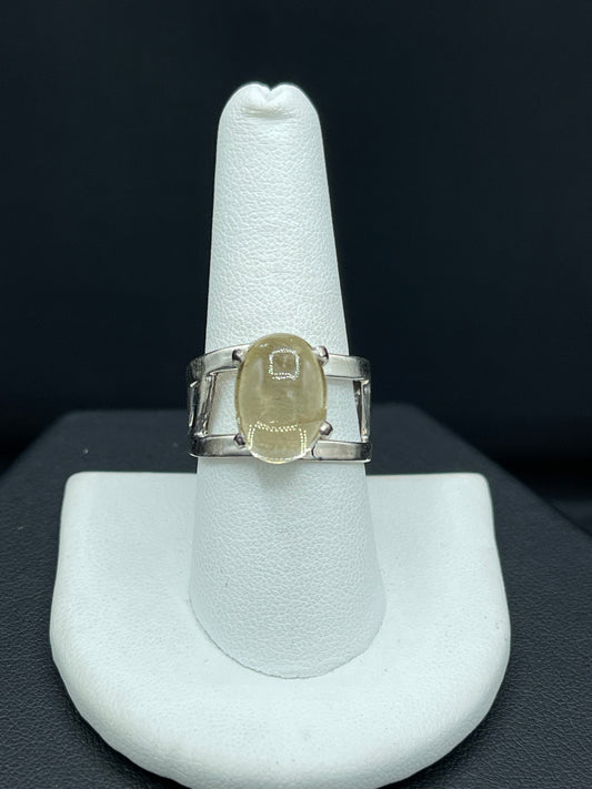 Natural Citrine Cabochon Sterling Silver Adjustable Ring