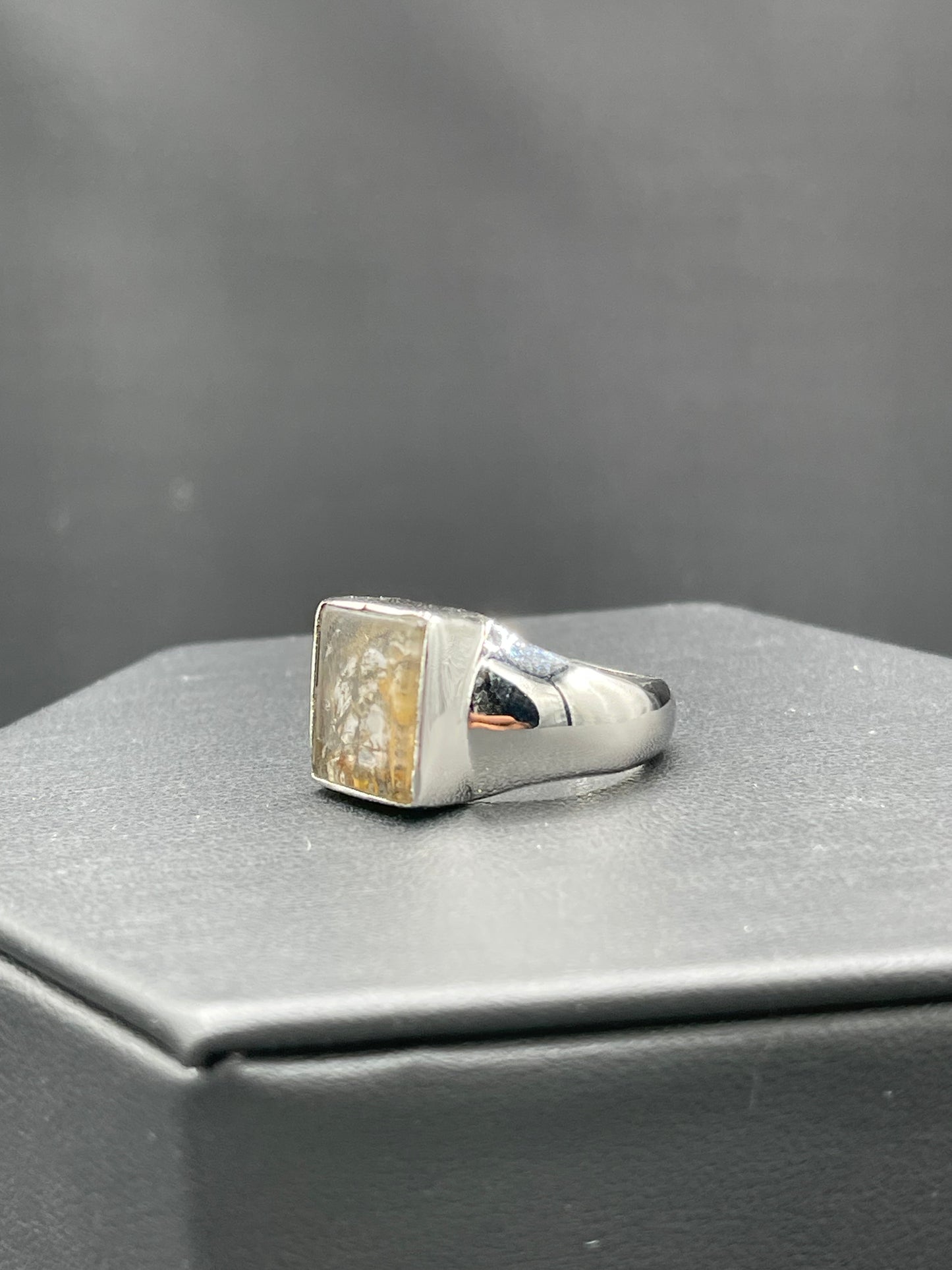Natural Dendritic Quartz Sterling Silver Ring (Size 9)