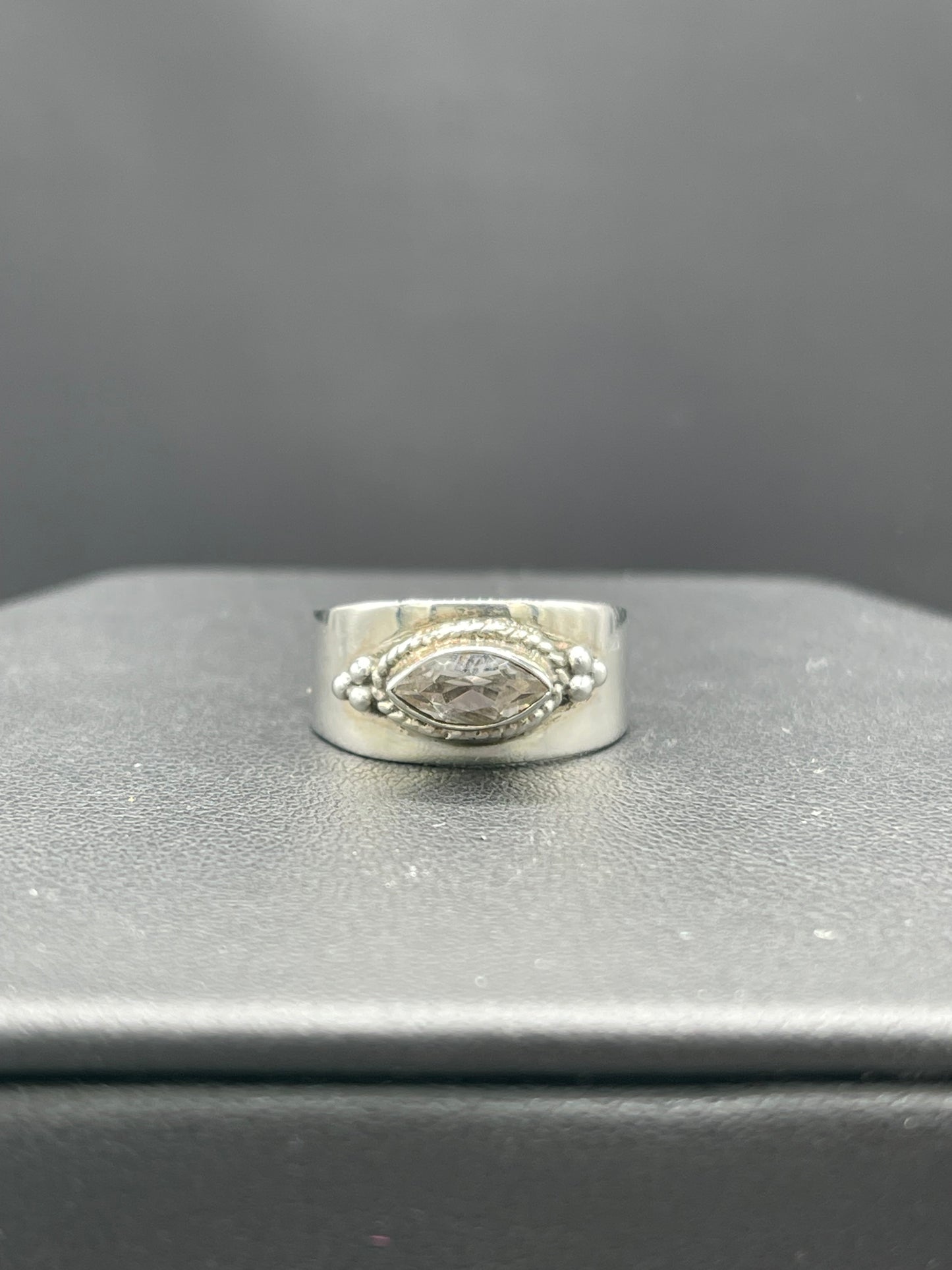 Natural White Topaz Sterling Silver Cigar Ring (Size 6)