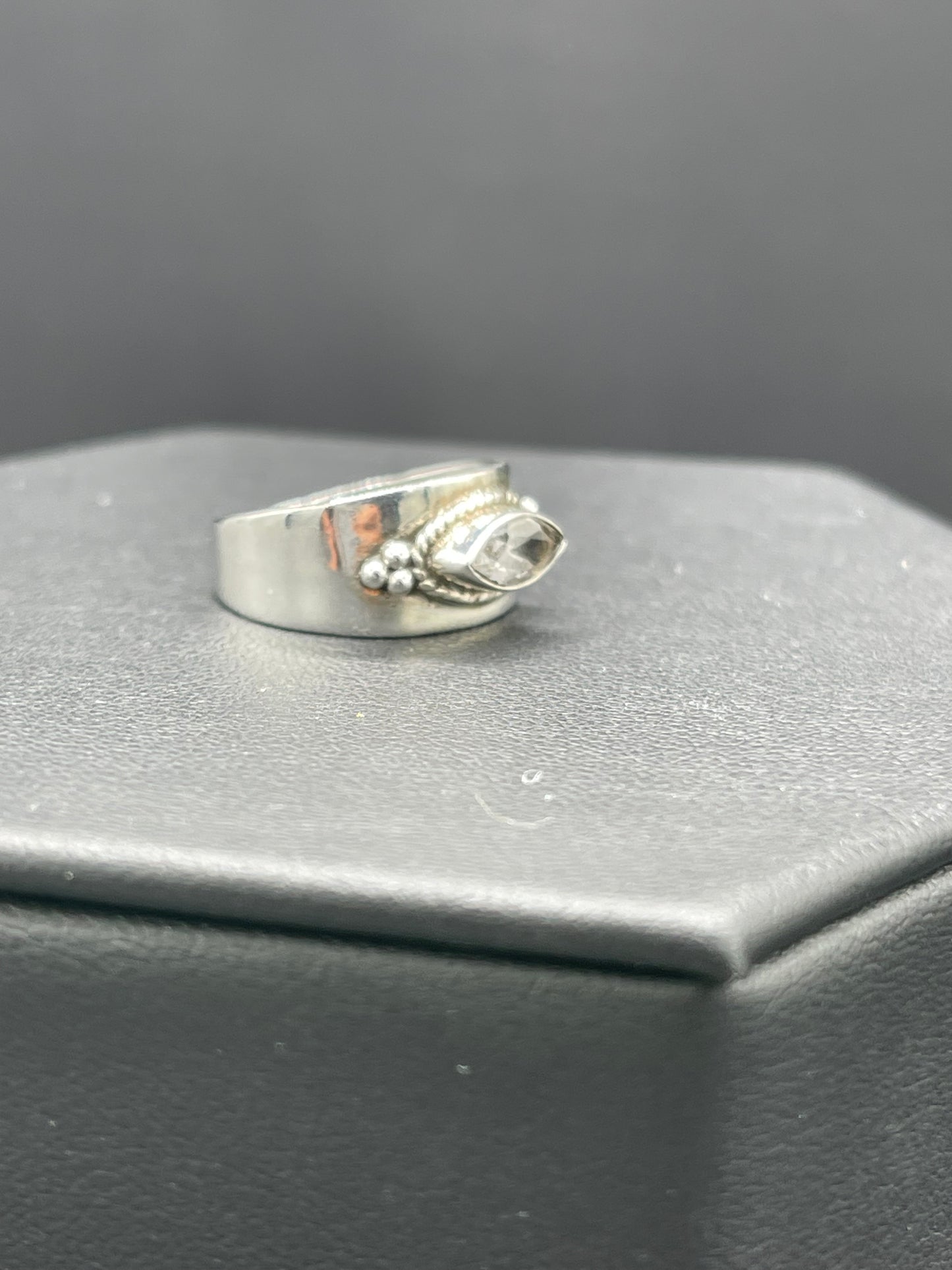 Natural White Topaz Sterling Silver Cigar Ring (Size 6)