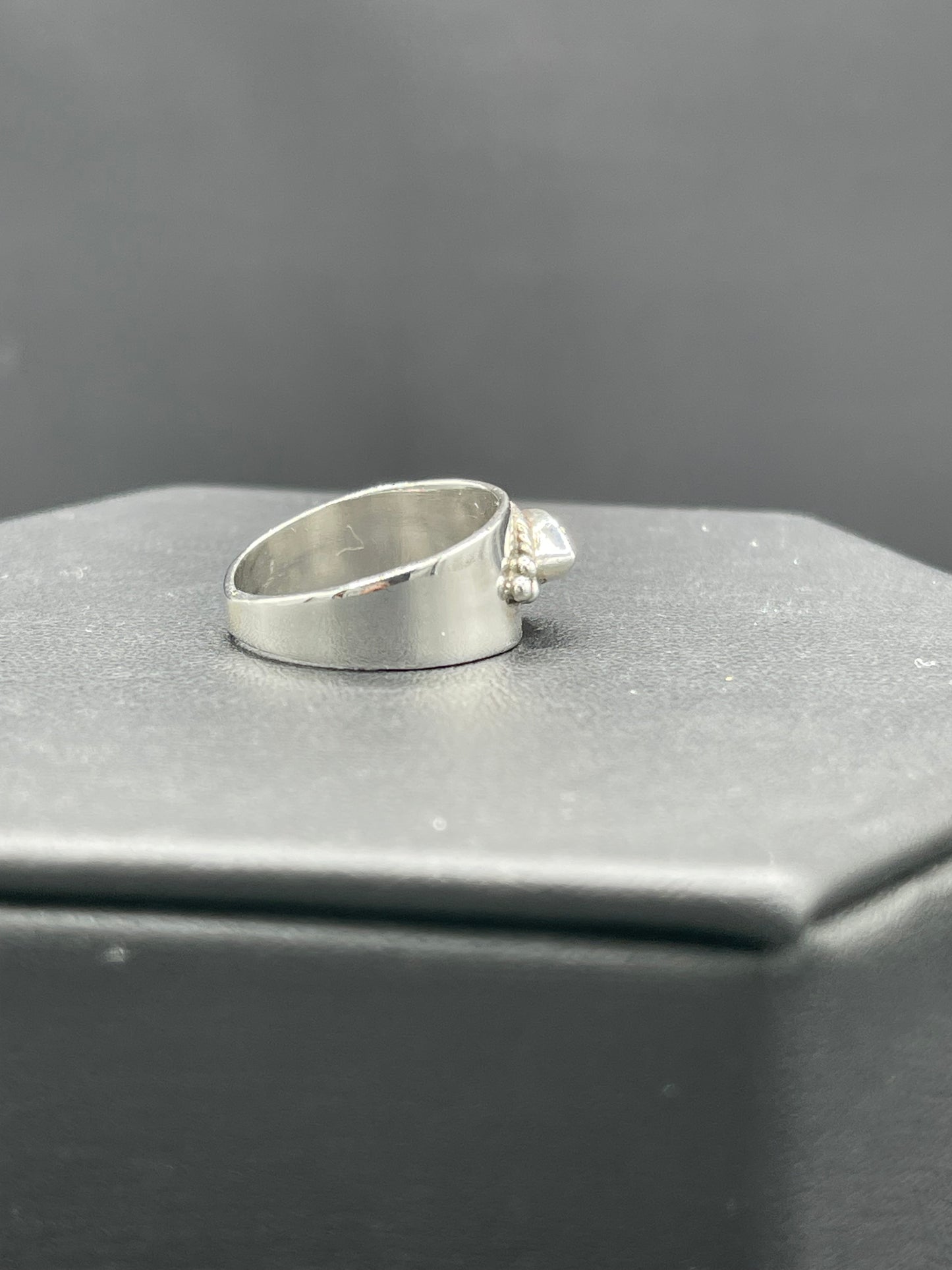 Natural White Topaz Sterling Silver Cigar Ring (Size 6)