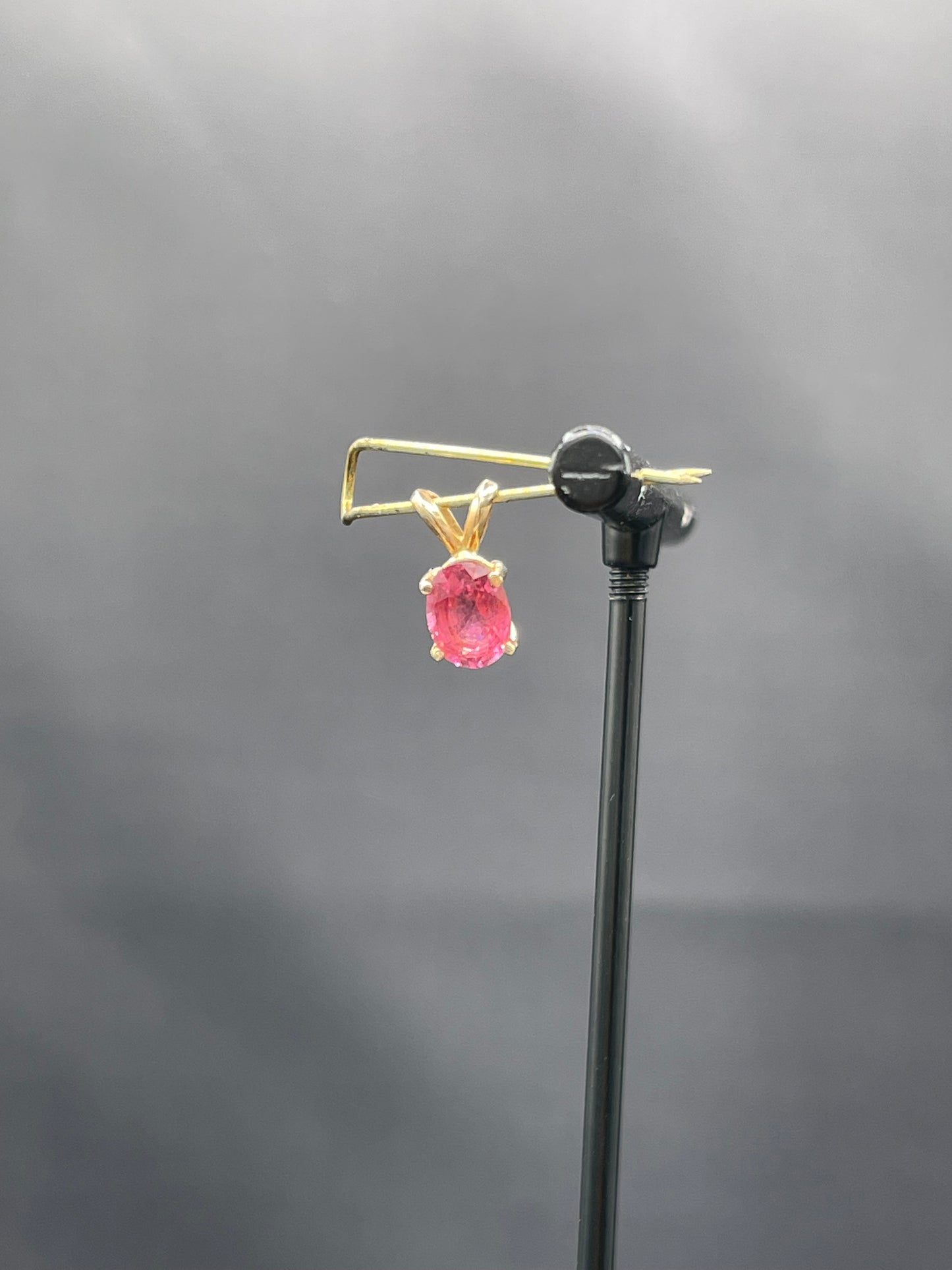 1.10 Carat Natural Rubellite Tourmaline 14k Yellow Gold Pendant