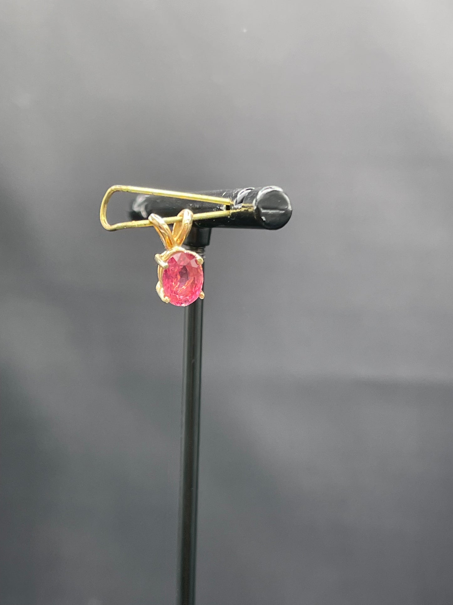 1.10 Carat Natural Rubellite Tourmaline 14k Yellow Gold Pendant