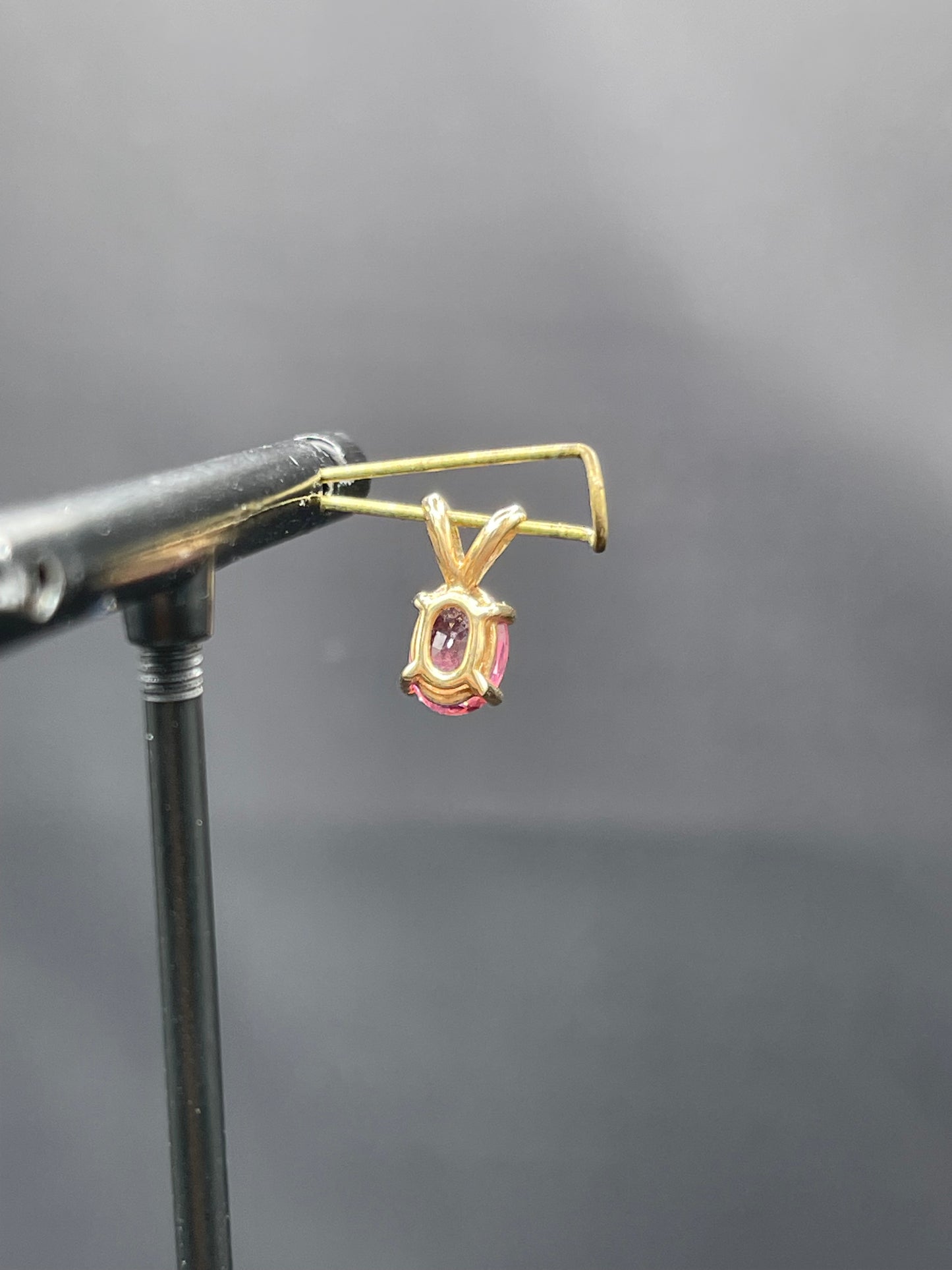 1.10 Carat Natural Rubellite Tourmaline 14k Yellow Gold Pendant