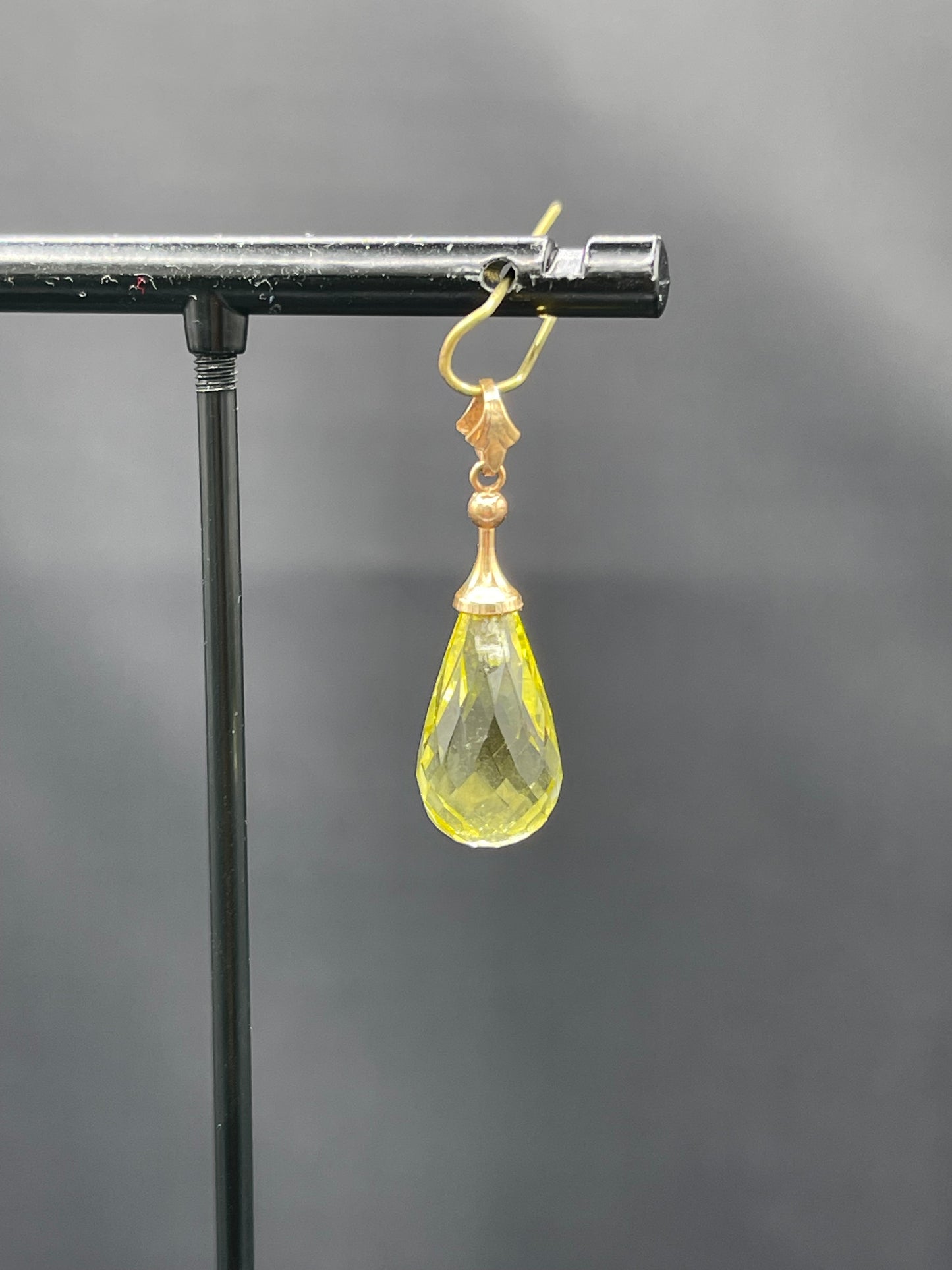 Natural Ouro Verde Quartz Briolette 14k Yellow Gold Pendant