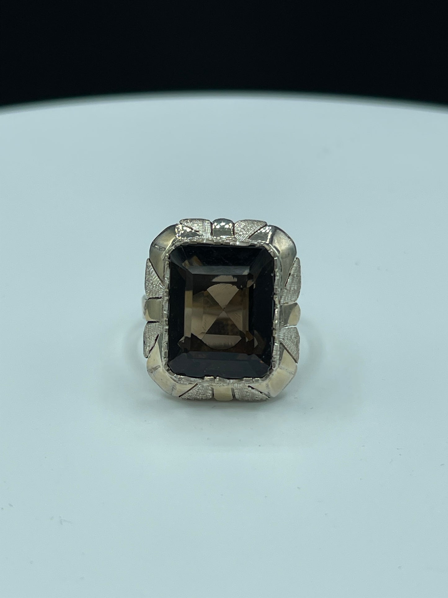 Natural Smokey Quartz Sterling Silver Ring (Size 7.5)