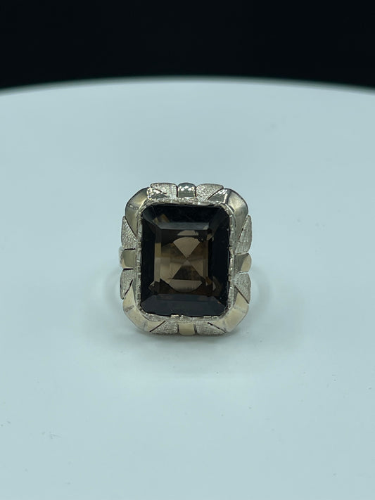 Natural Smokey Quartz Sterling Silver Ring (Size 7.5)