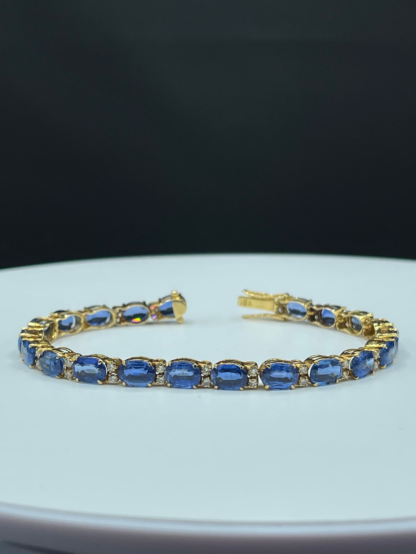 Natural Royal Blue Kyanite & Diamond Bracelet
