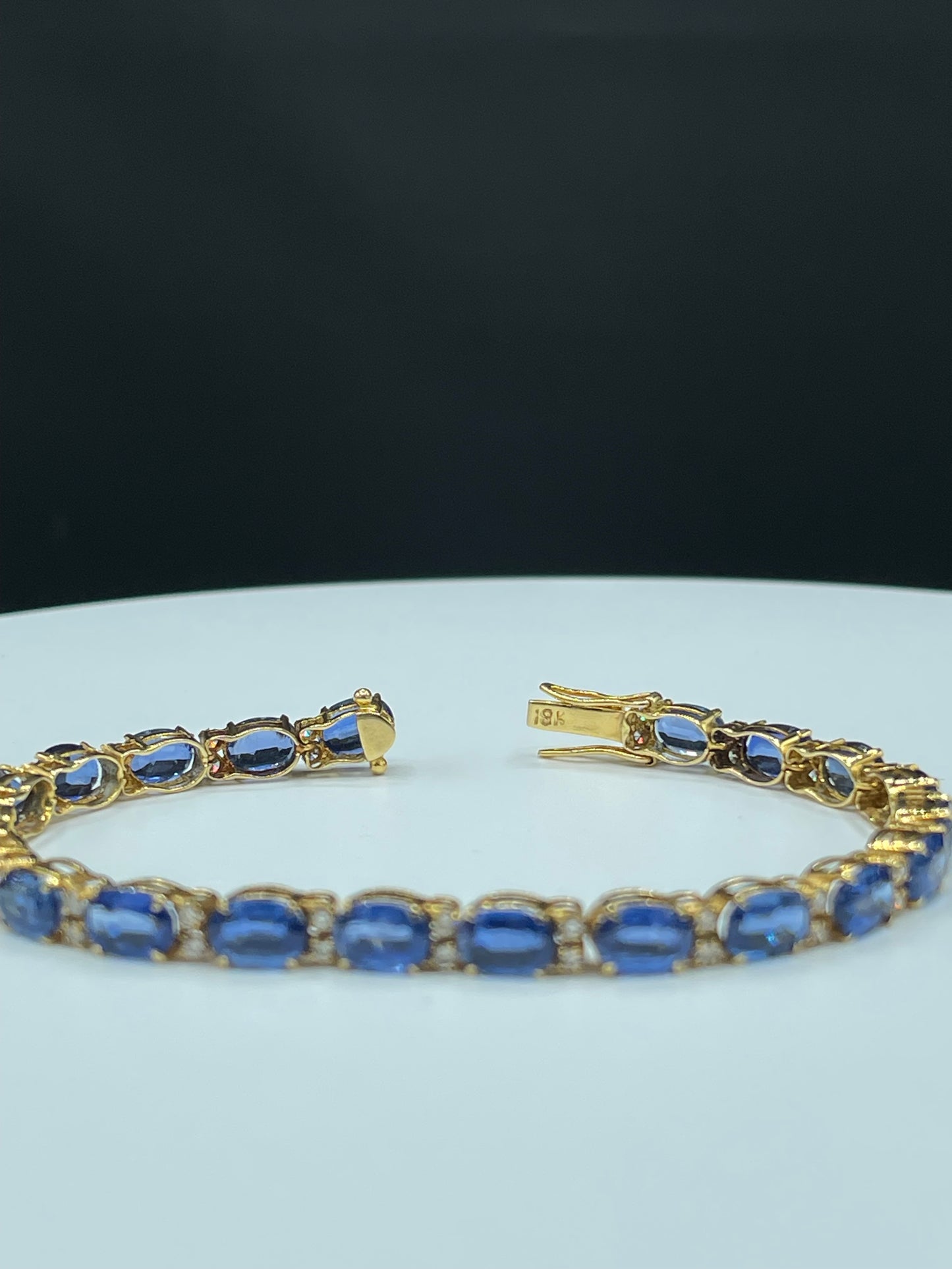 Natural Royal Blue Kyanite & Diamond Bracelet