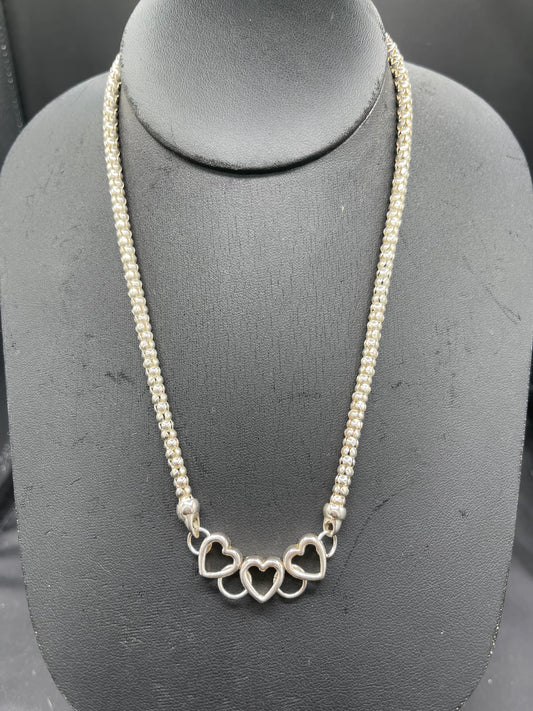 Solid 925 Sterling Silver Heart Charm Necklace