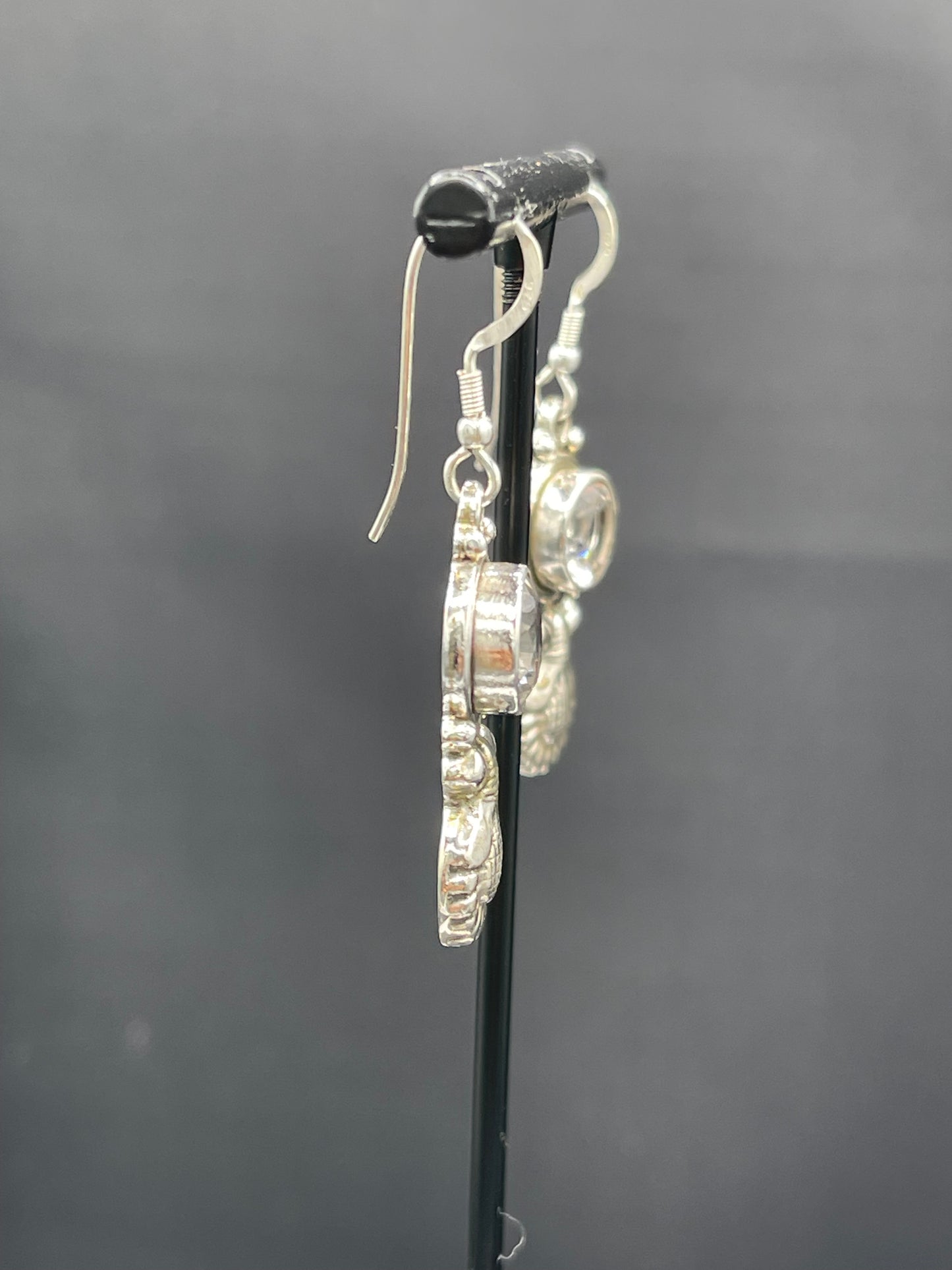 Natural White Topaz Sterling Silver Dangle Earrings