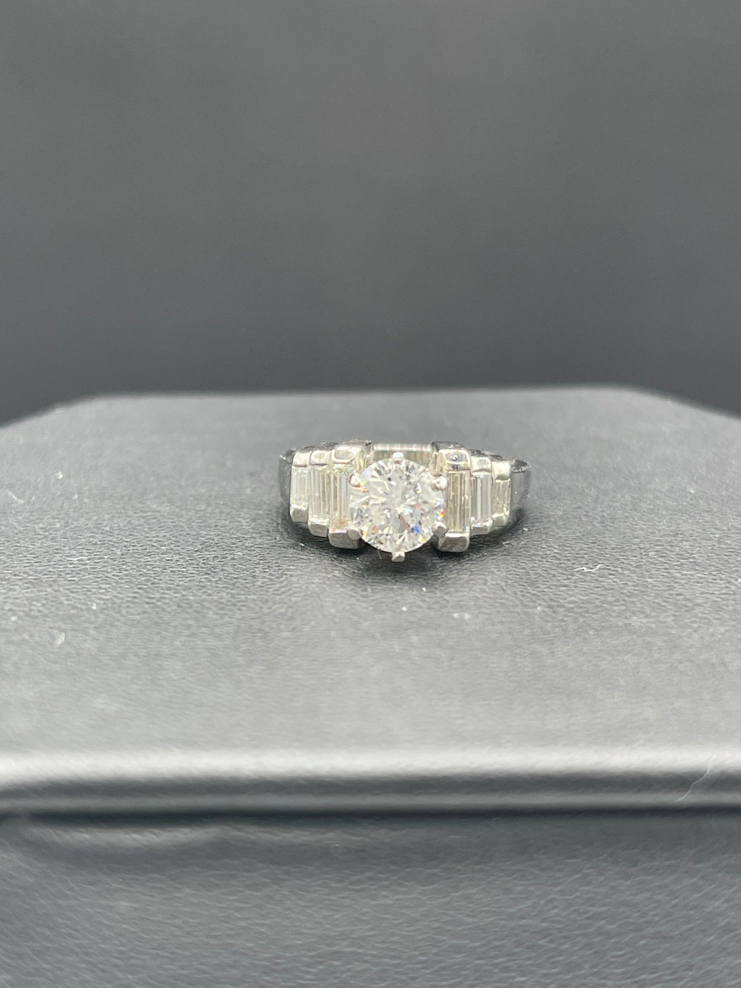 1.53 Carat Diamond & Platinum F color Diamond  Engagement Ring  (Size 5)