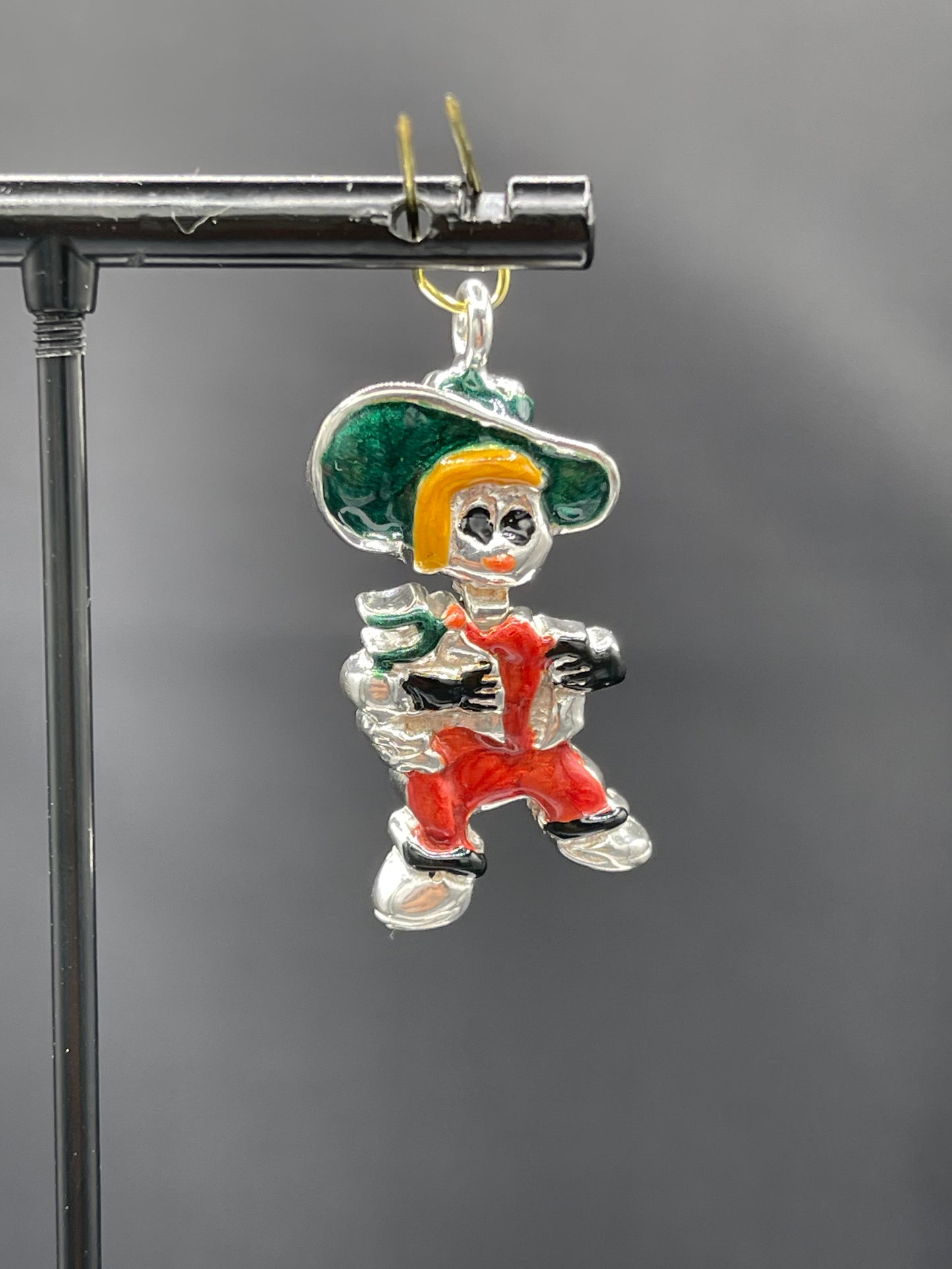 Hand Enameled Italian Sterling Silver Cowboy Pendant
