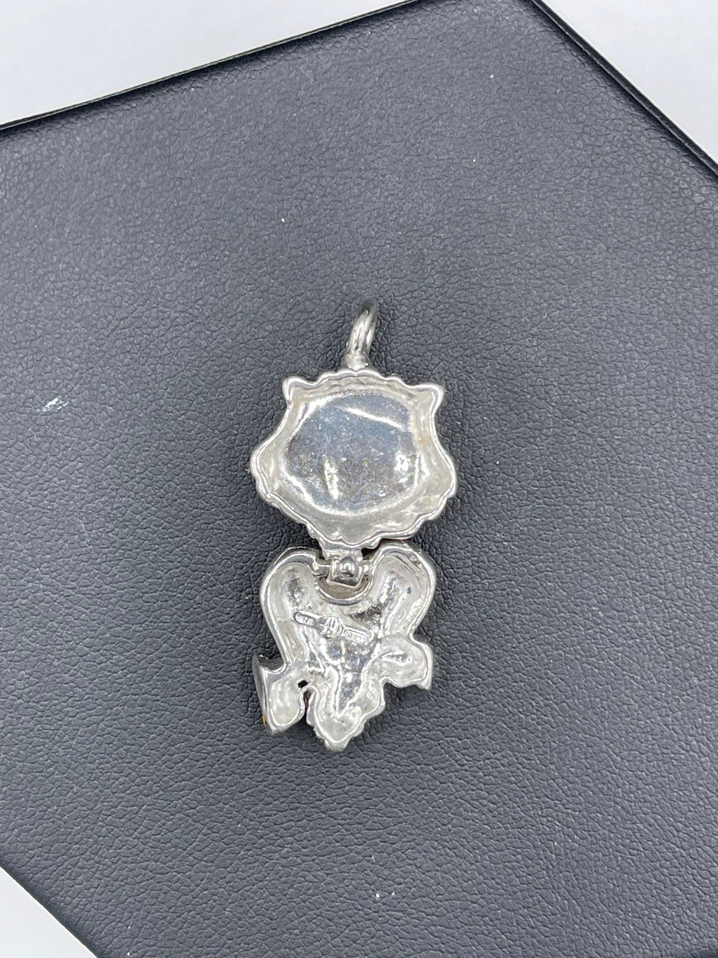 Hand Enameled Italian Sterling Silver Owl Pendant