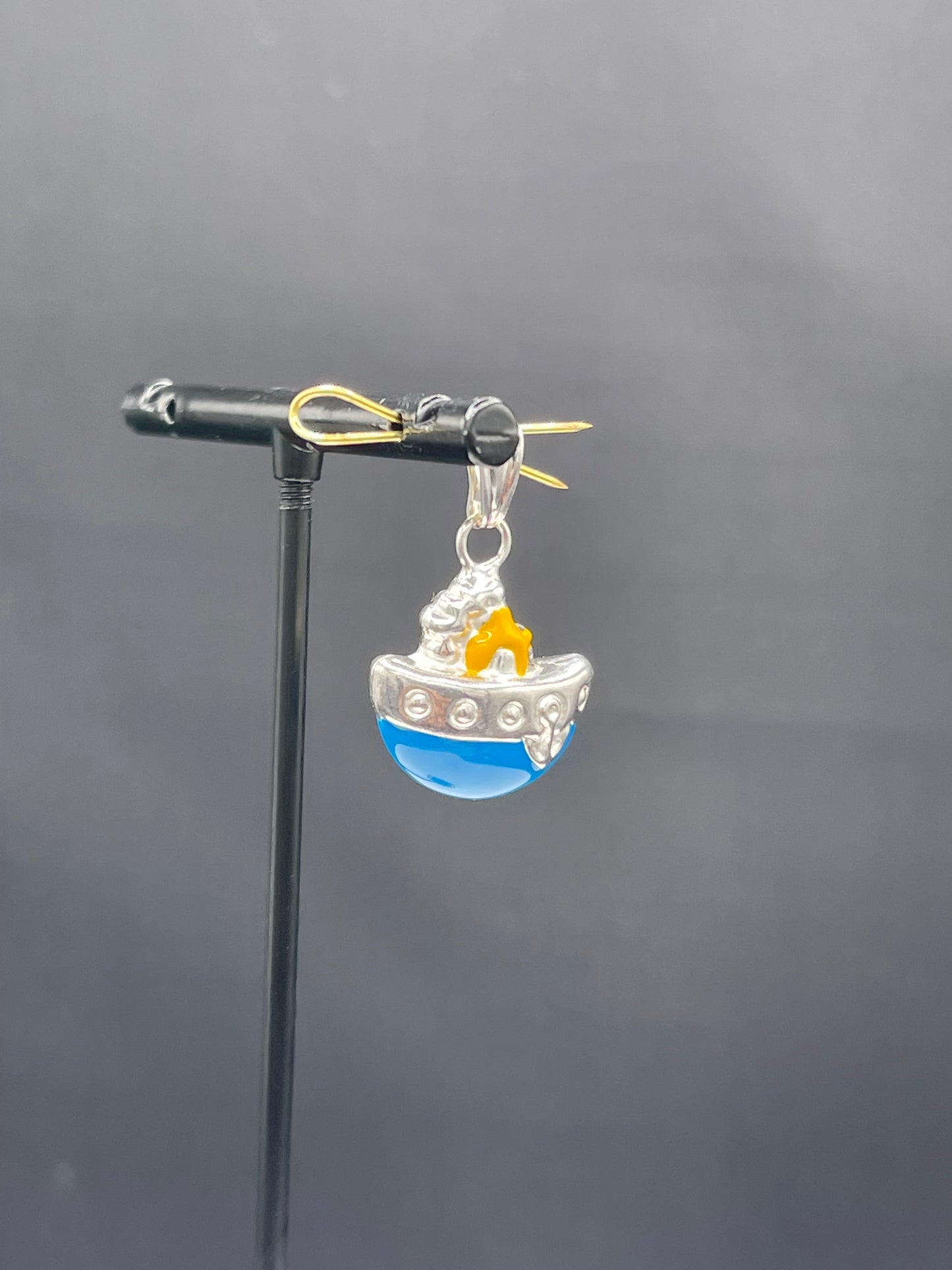 Hand Enameled Italian Sterling Silver Sail Boat Ship Pendant