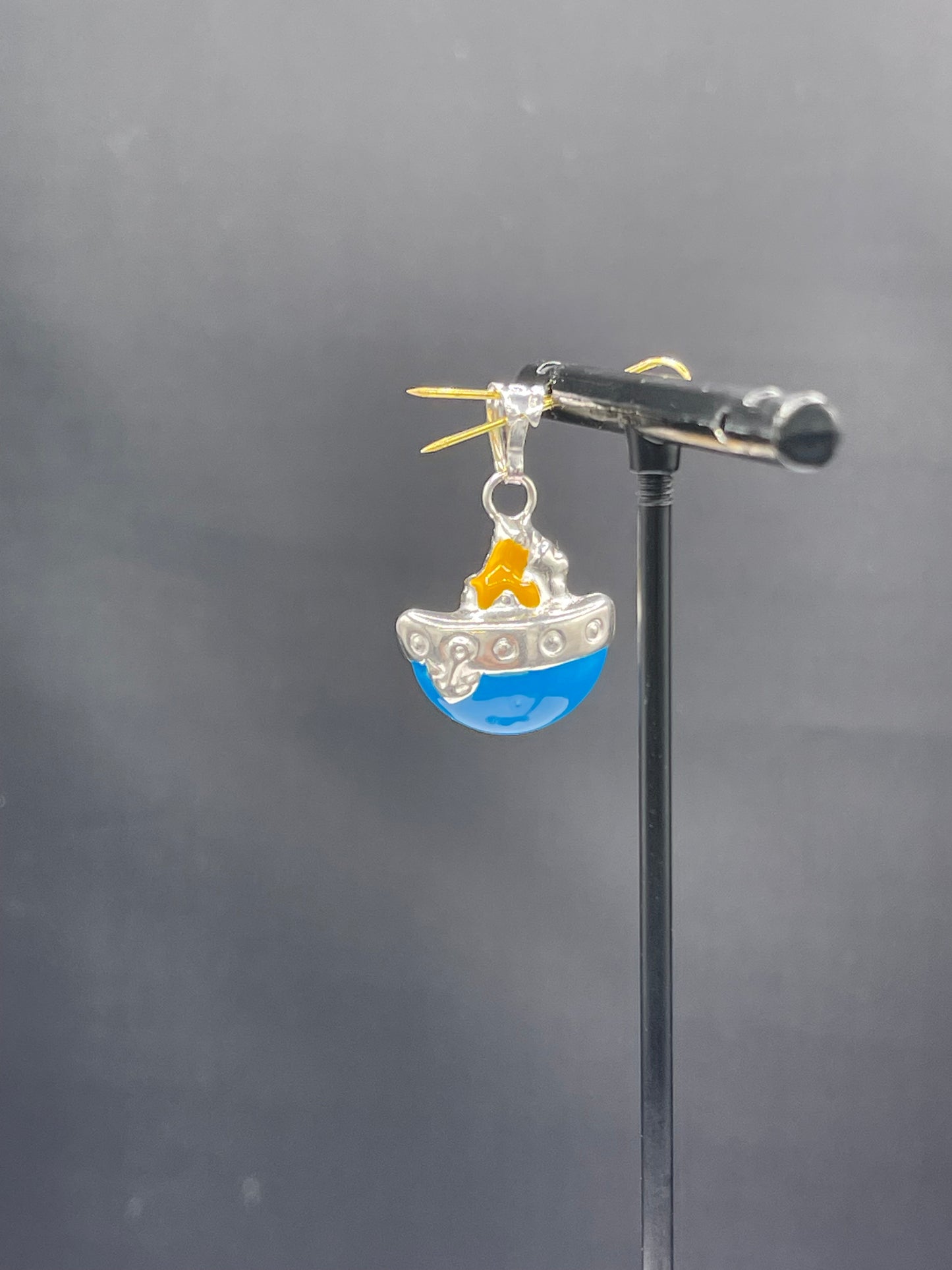 Hand Enameled Italian Sterling Silver Sail Boat Ship Pendant
