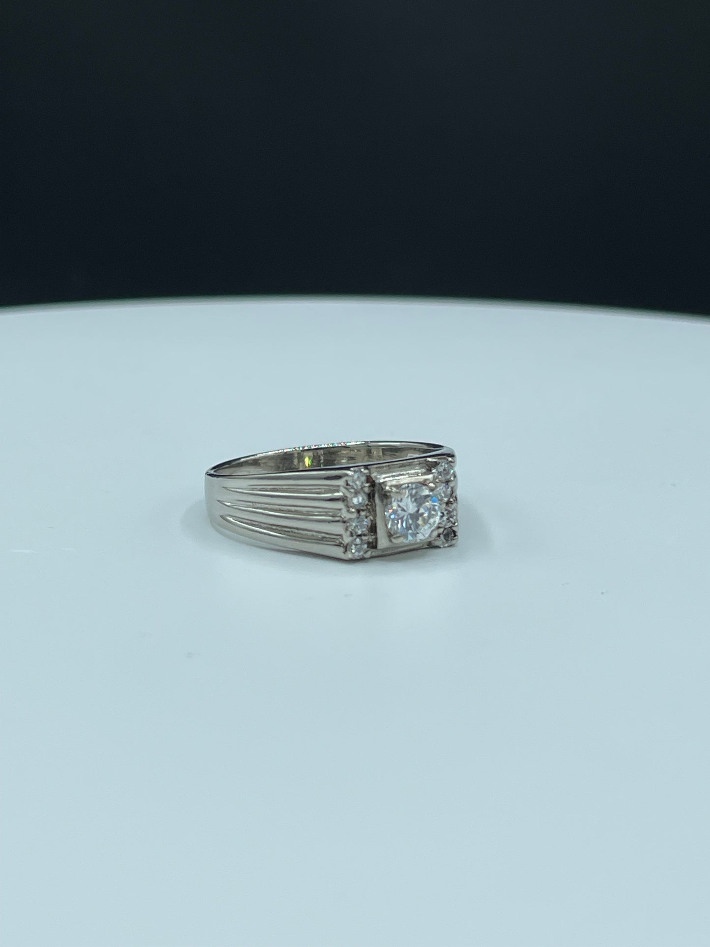Cubic Zirconia Sterling Silver Mens Ring (Size 13)