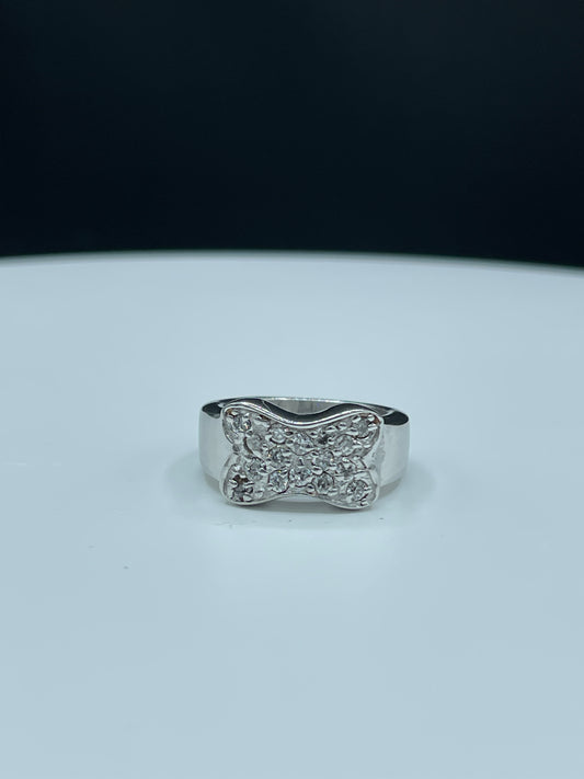 Cubic Zirconia Sterling Silver Cluster Ring (Size 6)