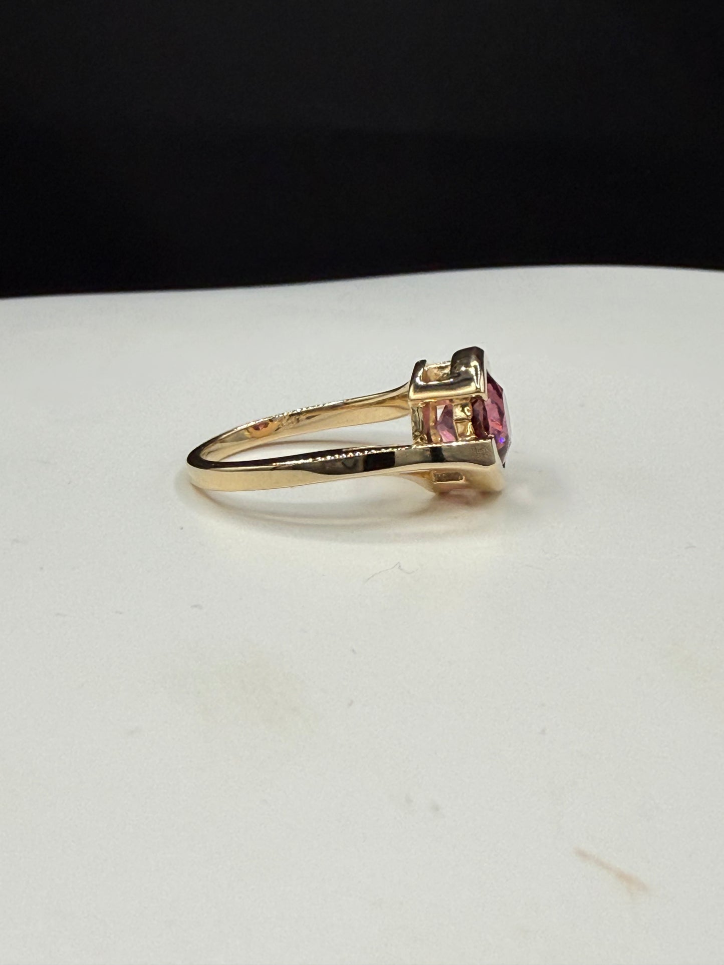 Natural Pink Tourmaline Ring in 14K Yellow Gold | 8mm Round Gemstone