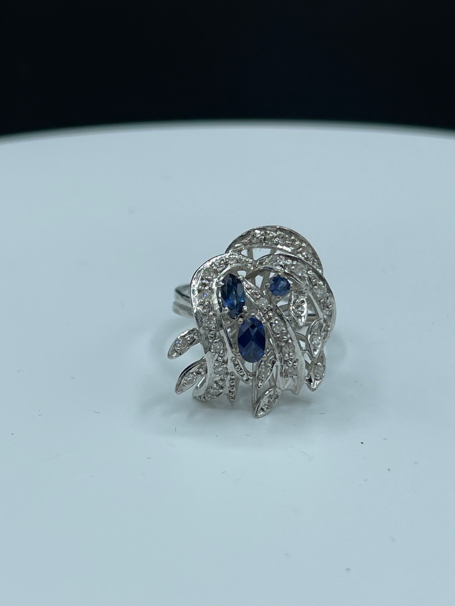Art Deco Sapphire & Diamond 1920 France Circa 18k Ring (Size 7)