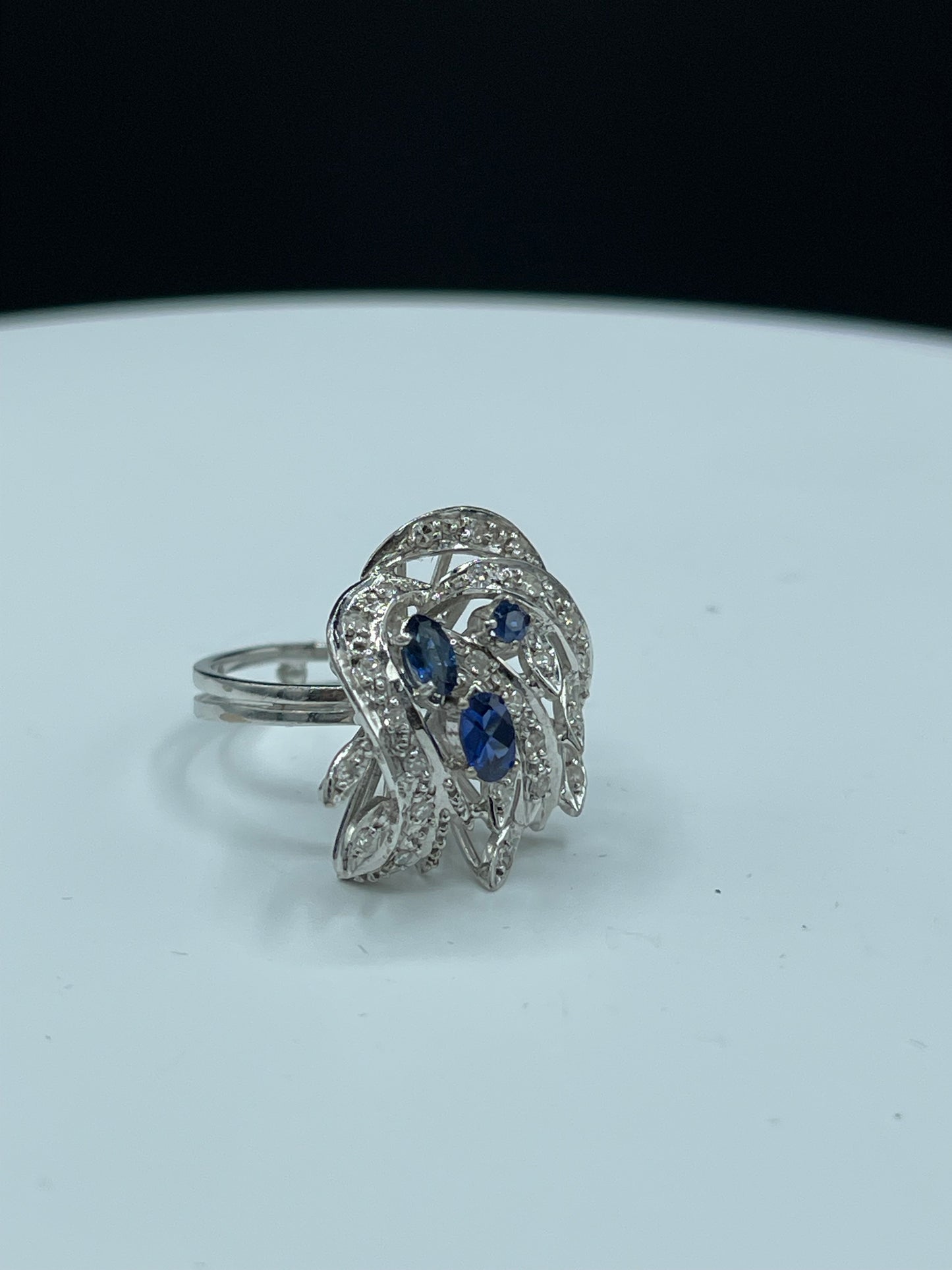 Art Deco Sapphire & Diamond 1920 France Circa 18k Ring (Size 7)