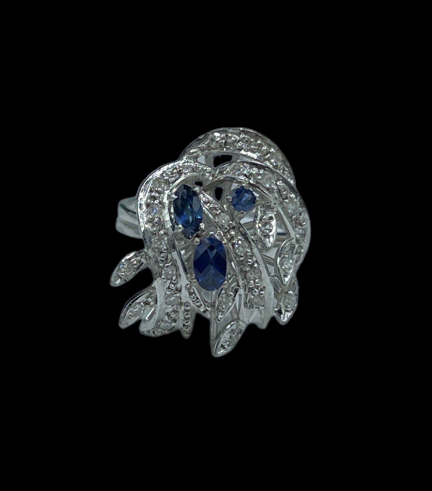 Art Deco Sapphire & Diamond 1920 France Circa 18k Ring (Size 7)