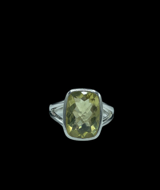 Natural Ouro Verde Sterling Silver Ring (Size 9)