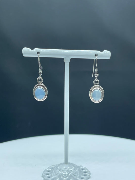 Natural Chalcedony Sterling Silver Dangle Earrings