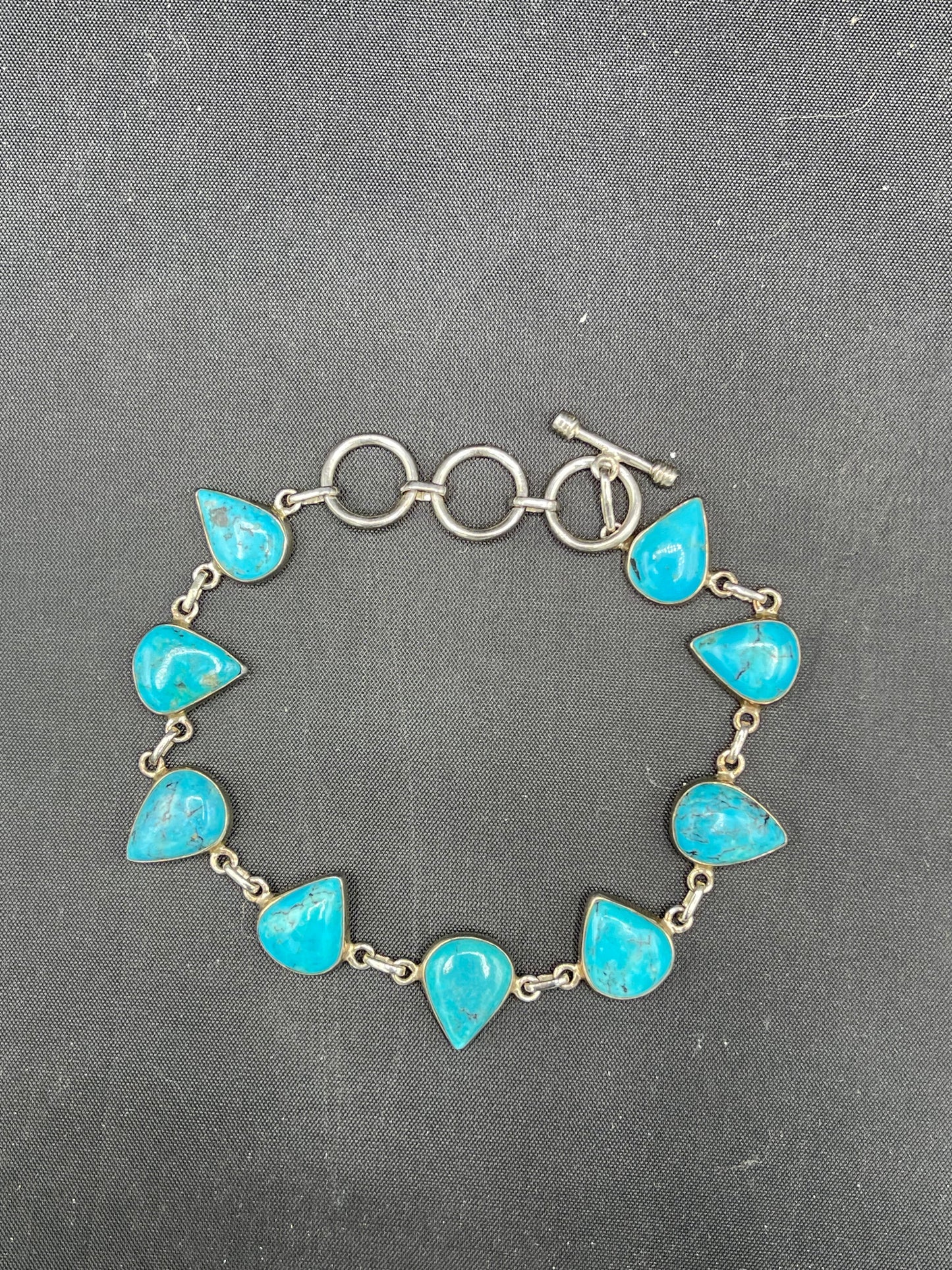 Natural Turquoise Sterling Silver Adjustable Bracelet