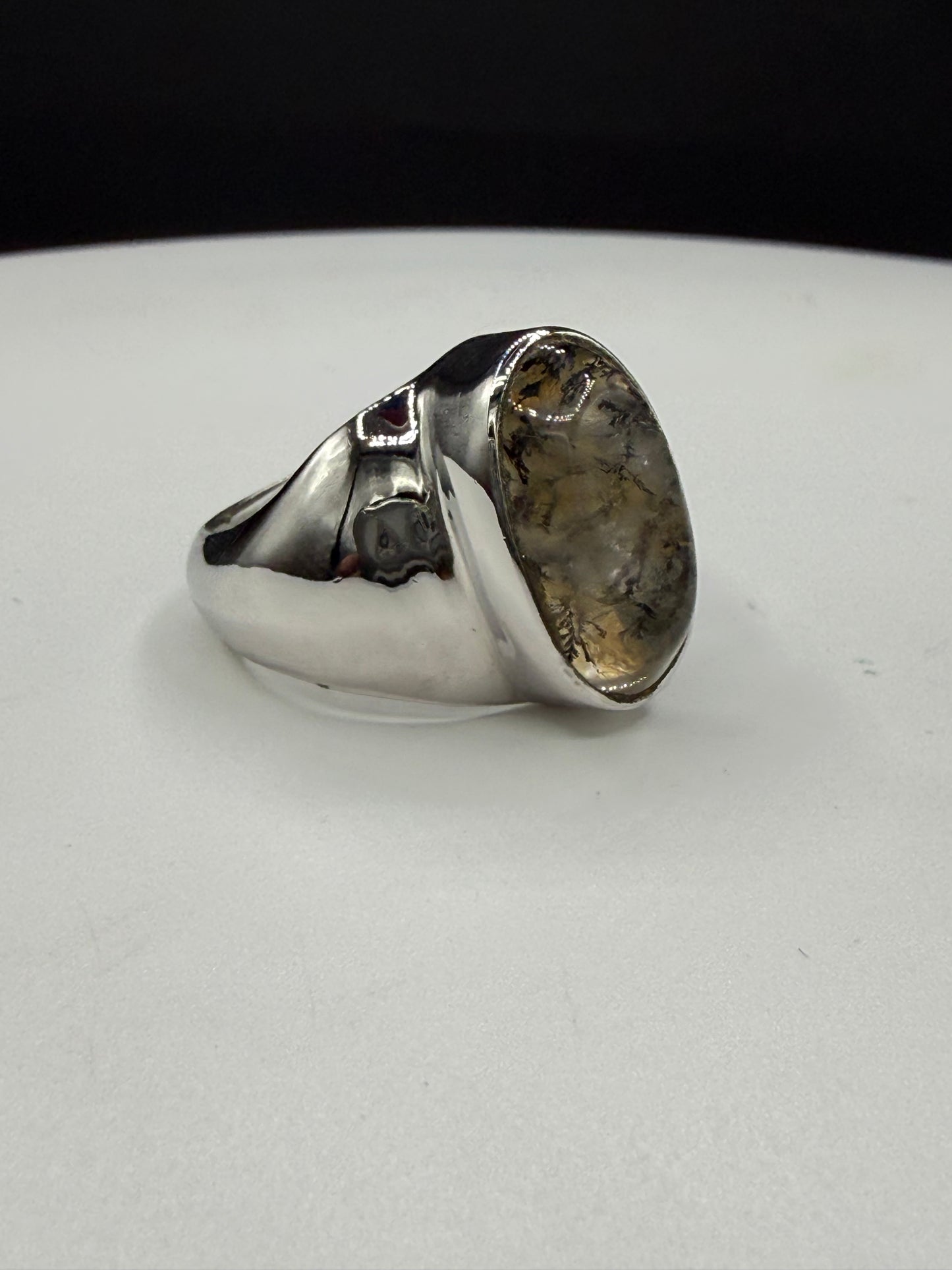Natural Dendritic Quartz Sterling Silver Ring (Size 8.75)