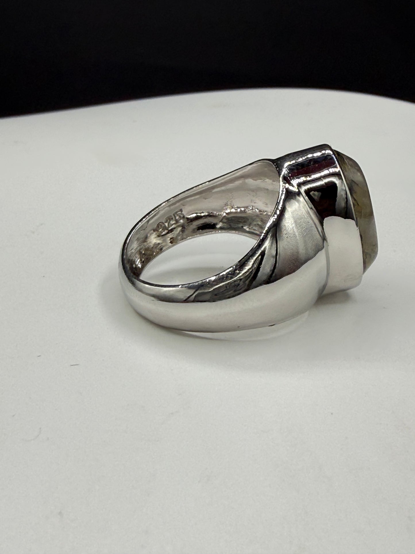 Natural Dendritic Quartz Sterling Silver Ring (Size 8.75)