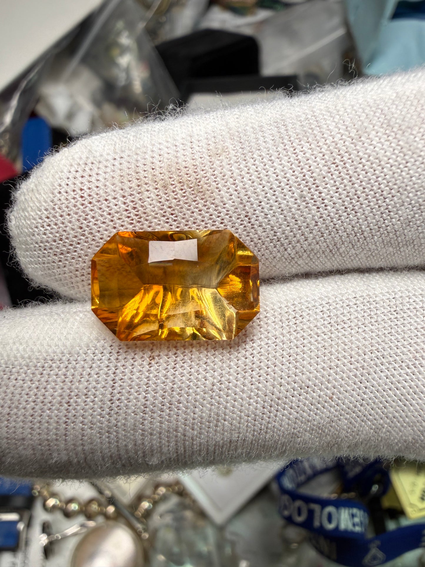 6.35 Carat Untreated Natural Citrine | Fantasy Concave Cut Emerald Shape Gem 15.4x9.4mm