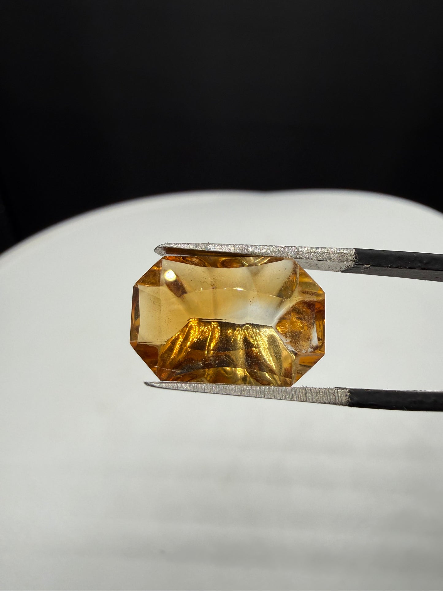 6.35 Carat Untreated Natural Citrine | Fantasy Concave Cut Emerald Shape Gem 15.4x9.4mm