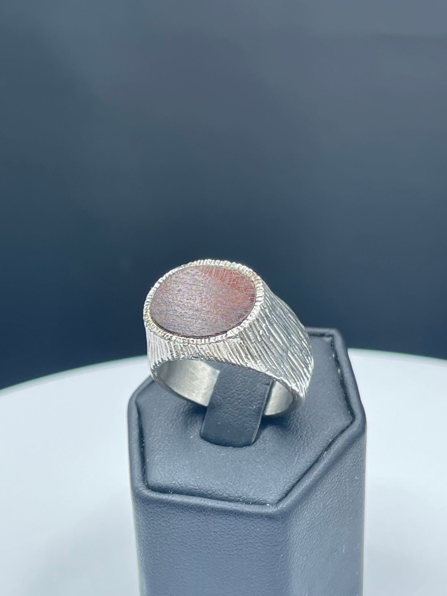 Mahogany Wood Handcrafted Sterling Silver Ring (Size 10.75)