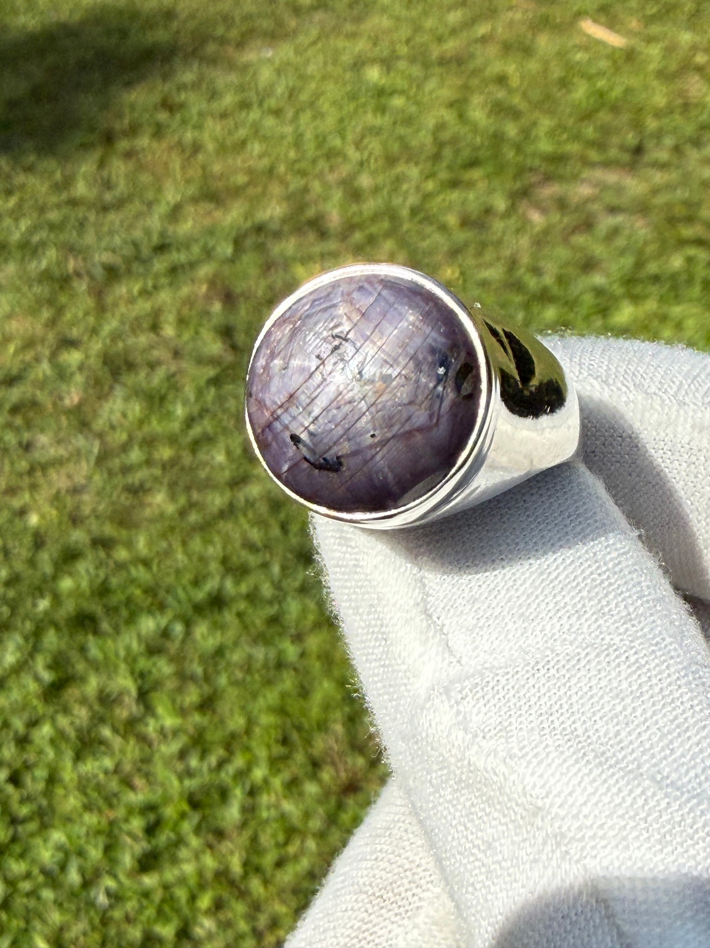 Natural Purple Star Sapphire Sterling Silver Ring | Size 9