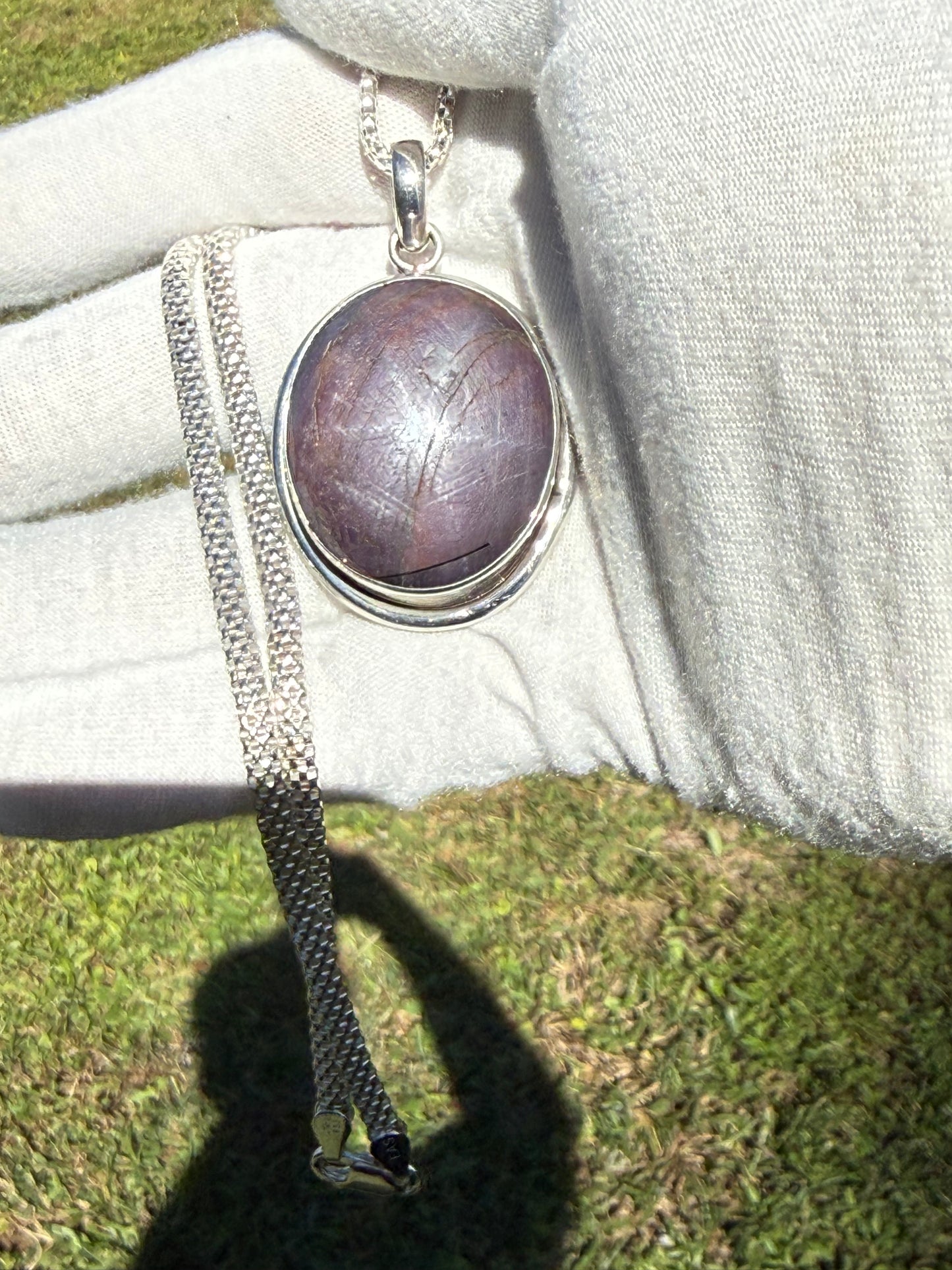 Natural 160 Carat Purple Star Sapphire Pendant & Sterling Silver Italian Box Chain | 51.6g | 17.5” Necklace | 925 Silver