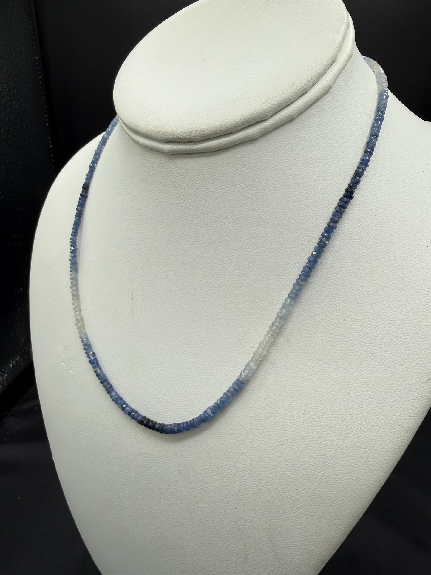 Natural Shaded Sapphire Beaded 18k Gold Clasp Necklace | 18 Inches