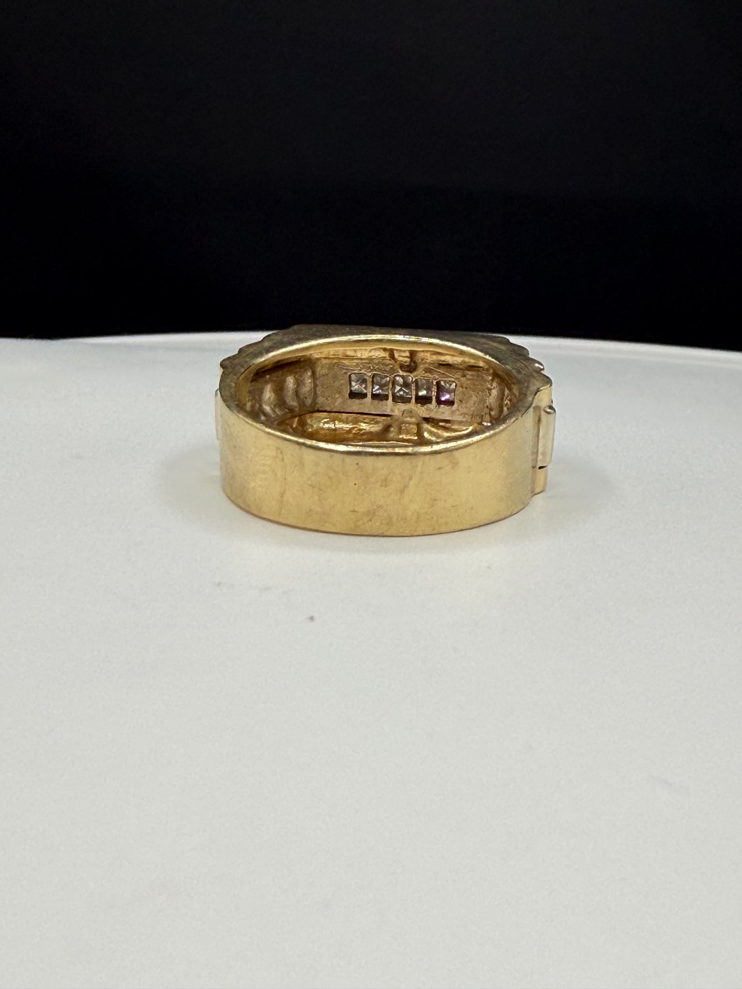 Vintage Men’s Diamond 14k Yellow Gold Statement Ring (Size 10)
