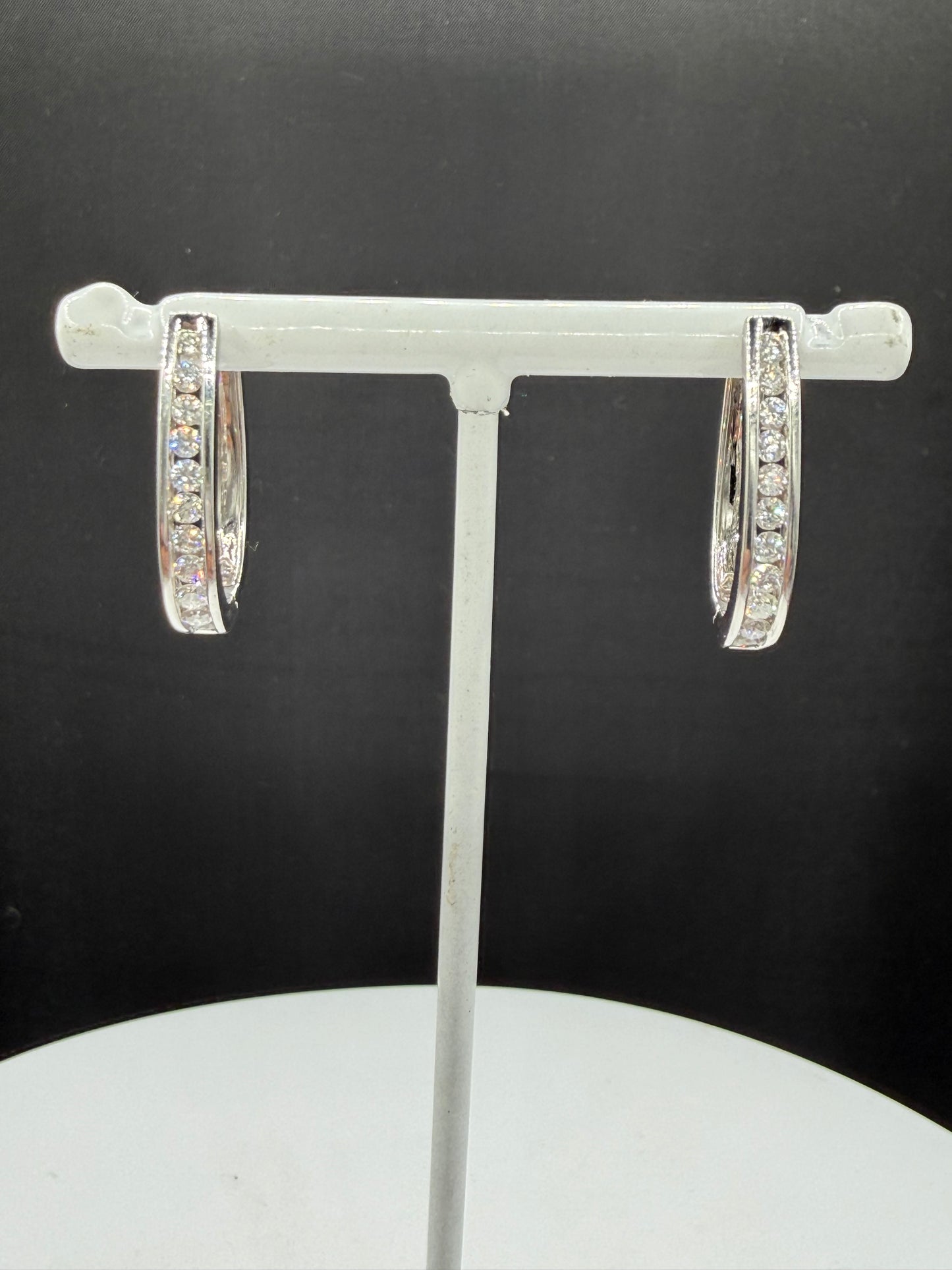 1.00 Carat Natural Diamond 14k White Gold Hoop Earrings | 1.04 Inches