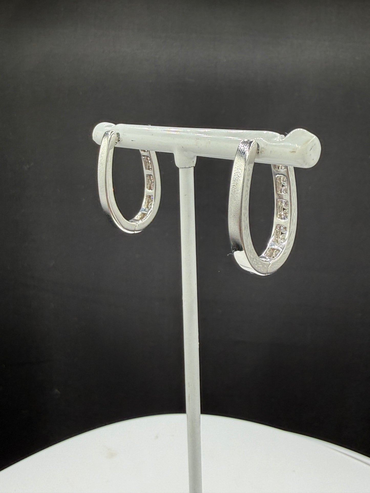 1.00 Carat Natural Diamond 14k White Gold Hoop Earrings | 1.04 Inches