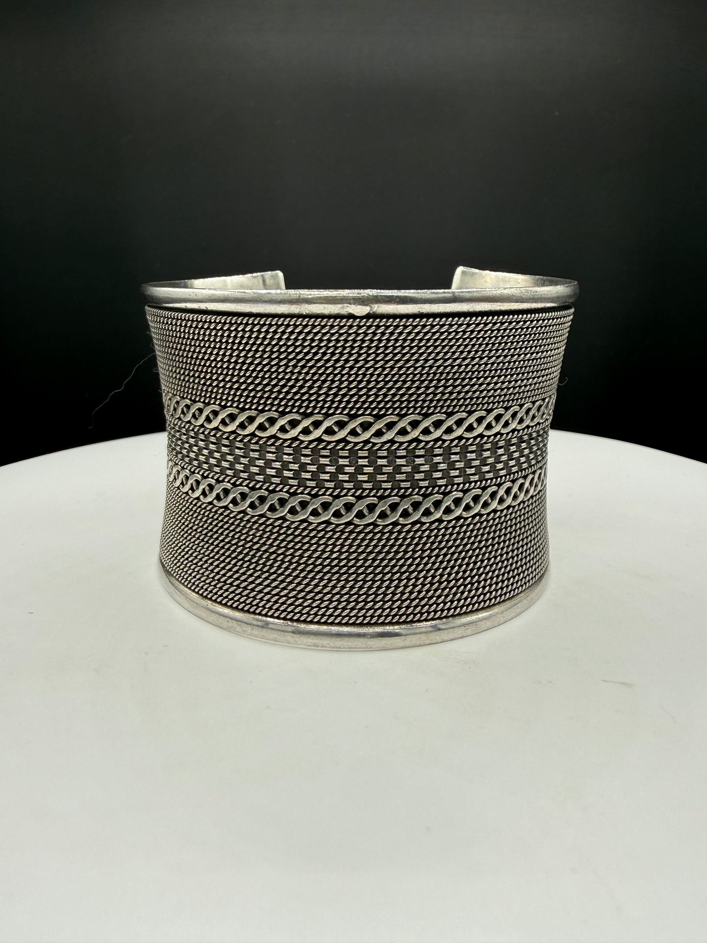 Heavy Solid 925 Sterling Silver Bali Cuff Bracelet | Wide Indonesian Handcrafted Tribal Cuff | 77.5g Statement Jewelry