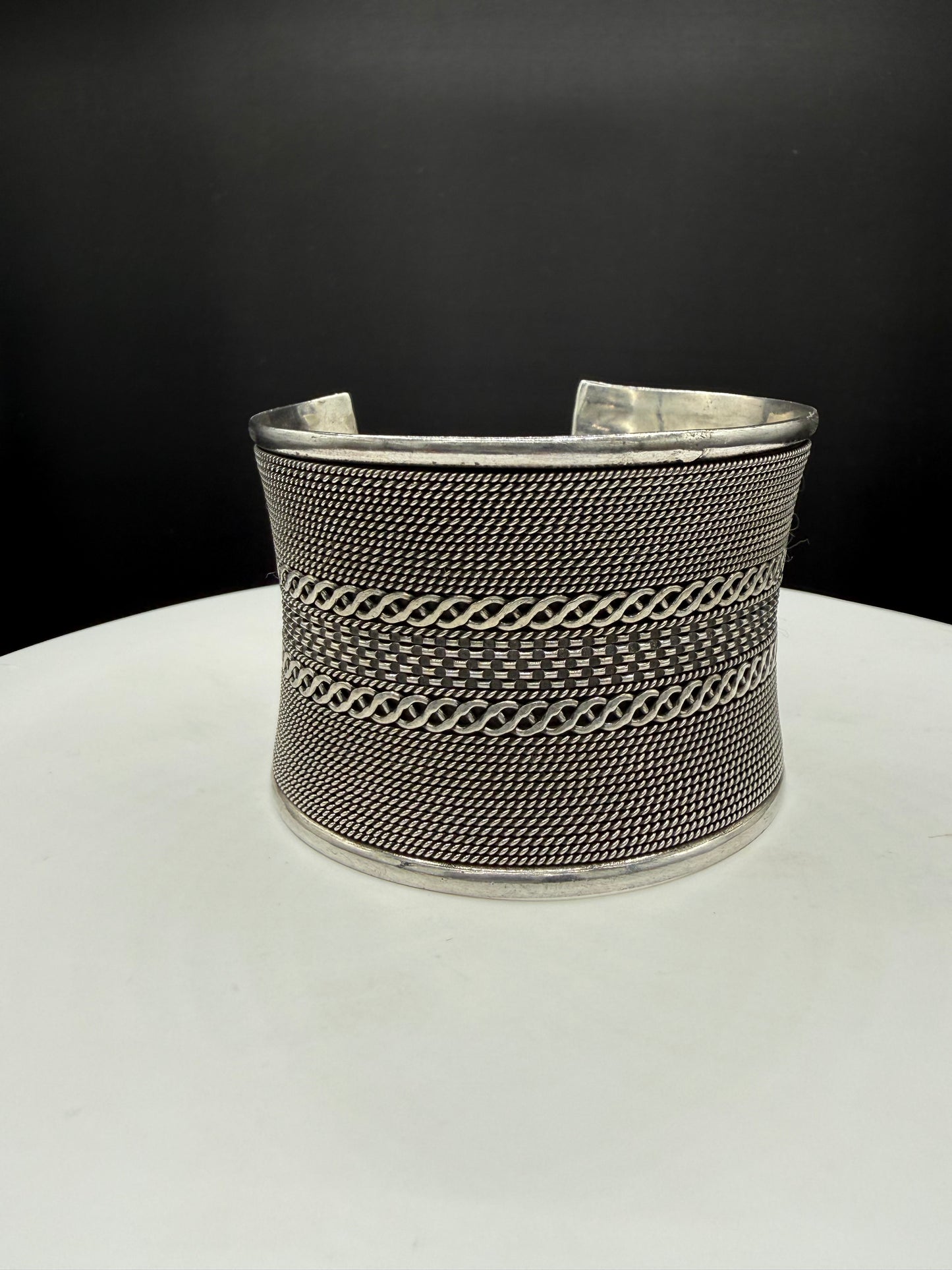 Heavy Solid 925 Sterling Silver Bali Cuff Bracelet | Wide Indonesian Handcrafted Tribal Cuff | 77.5g Statement Jewelry