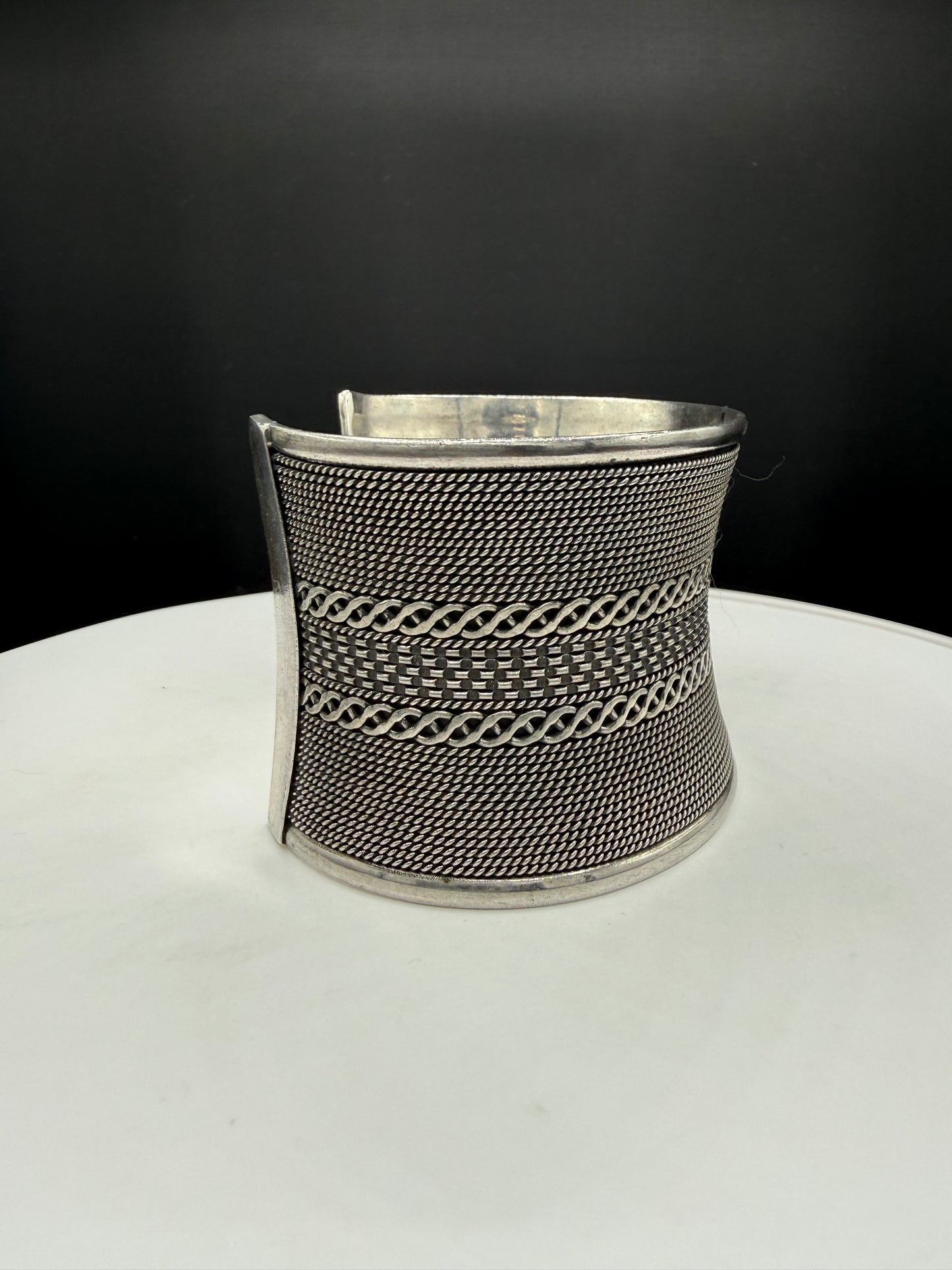 Heavy Solid 925 Sterling Silver Bali Cuff Bracelet | Wide Indonesian Handcrafted Tribal Cuff | 77.5g Statement Jewelry