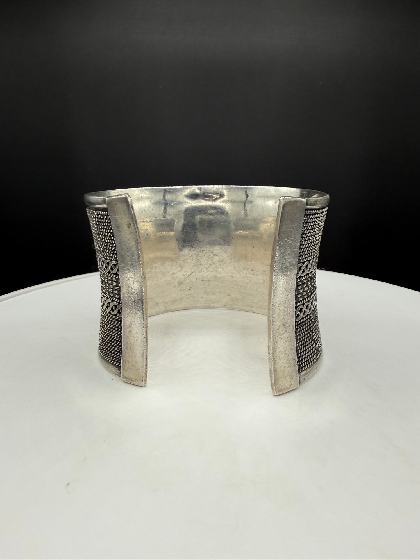 Heavy Solid 925 Sterling Silver Bali Cuff Bracelet | Wide Indonesian Handcrafted Tribal Cuff | 77.5g Statement Jewelry