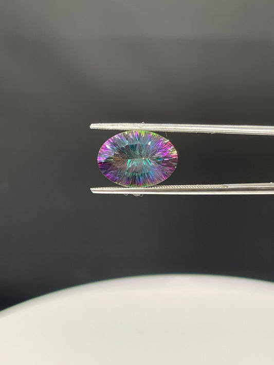 14 x 10 MM Authentic Oval Mystic Fire Topaz Laser Cut Loose Gemstone